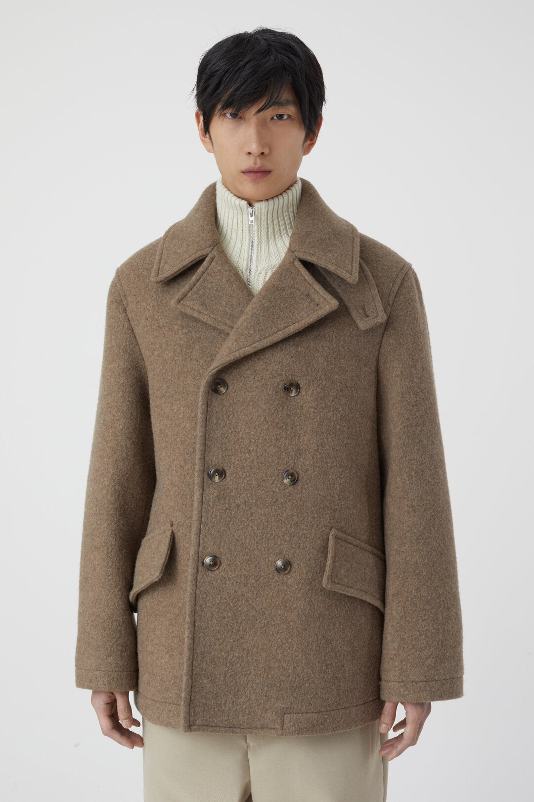DOUBLE FACE PEACOAT - OLD PINE