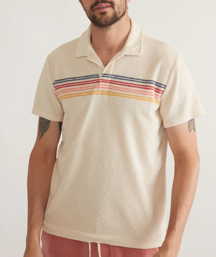 TERRY OUT POLO - FOG SUNSET STRIPE