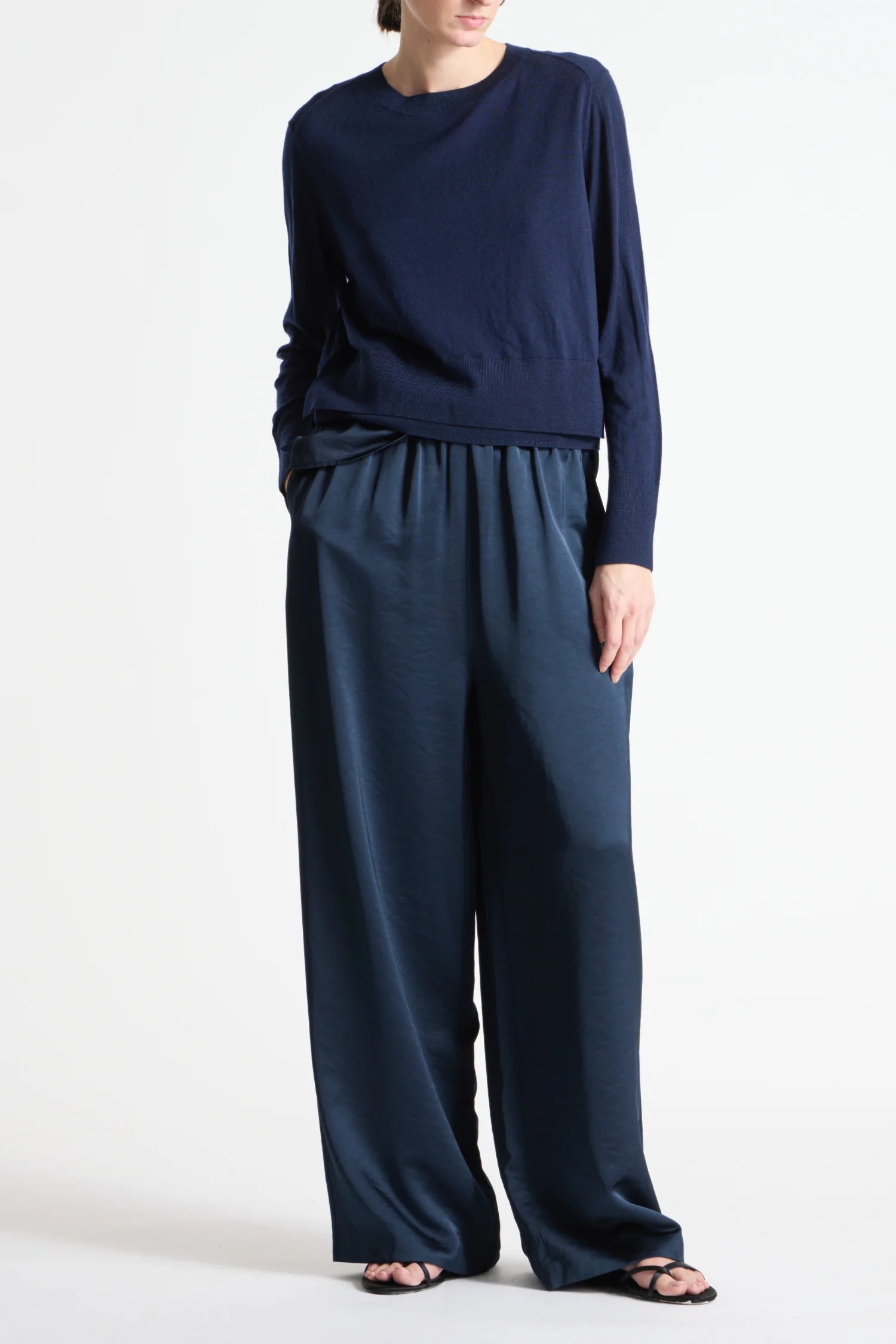 ELODIE LAYERED CREW KNIT - NAVY