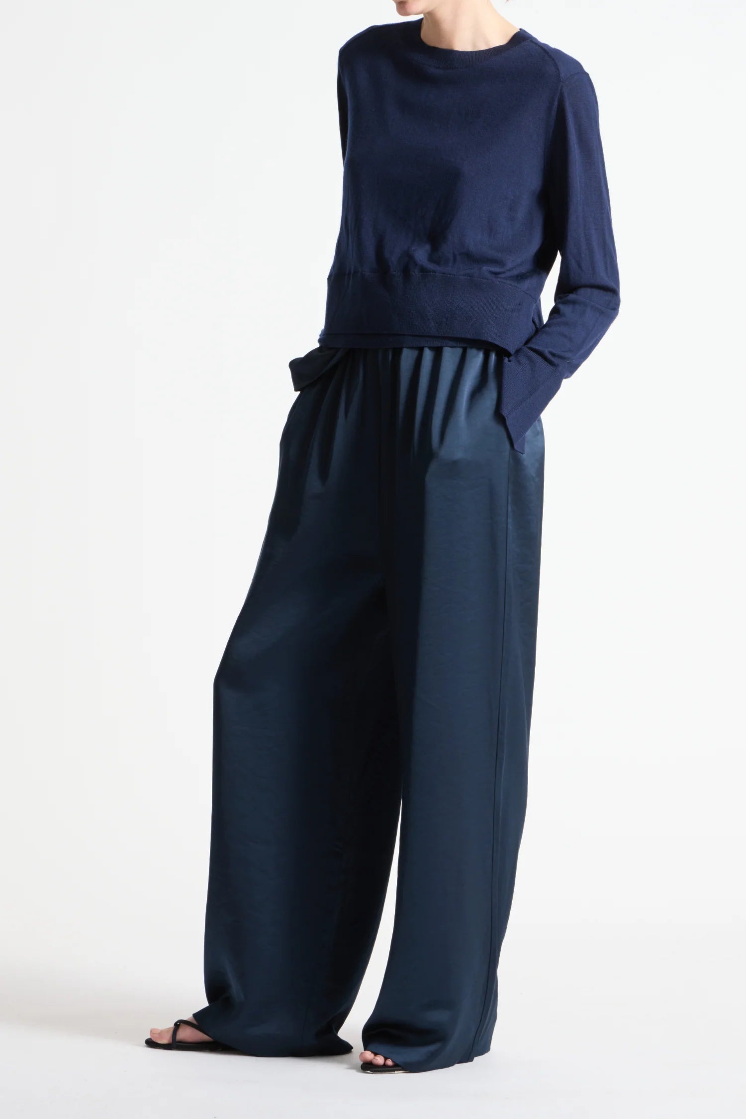 ELODIE LAYERED CREW KNIT - NAVY