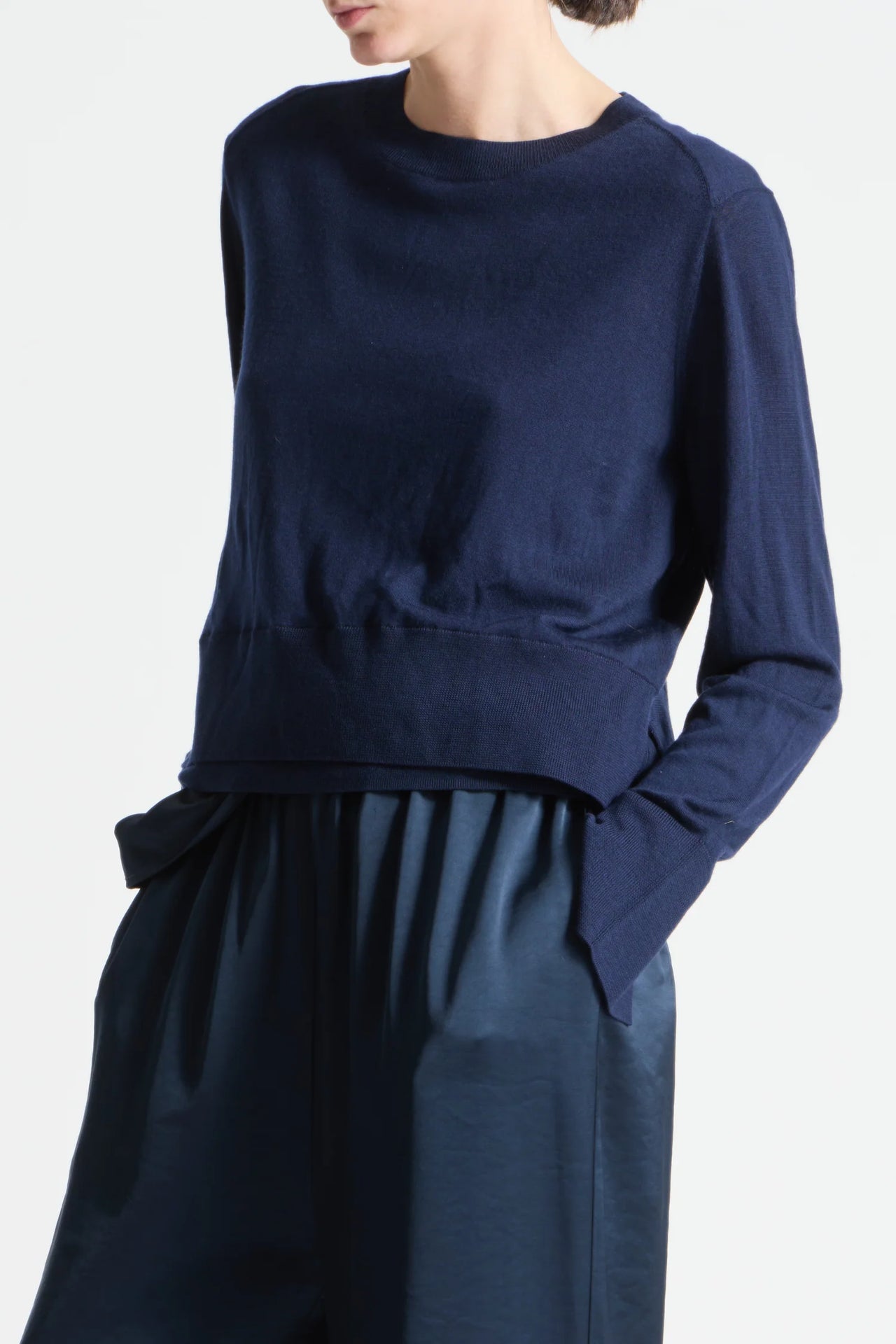 ELODIE LAYERED CREW KNIT - NAVY