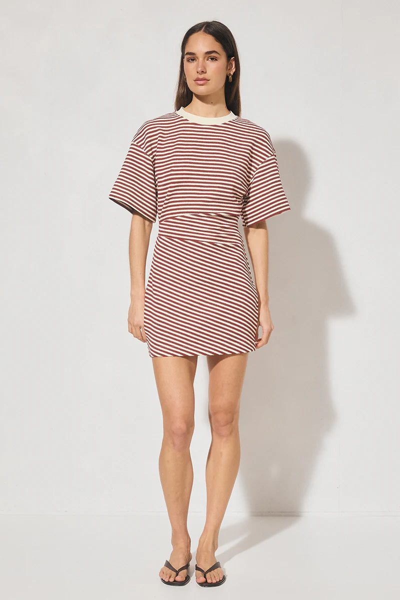 AURA MINI DRESS - BURGUNDY STRIPE