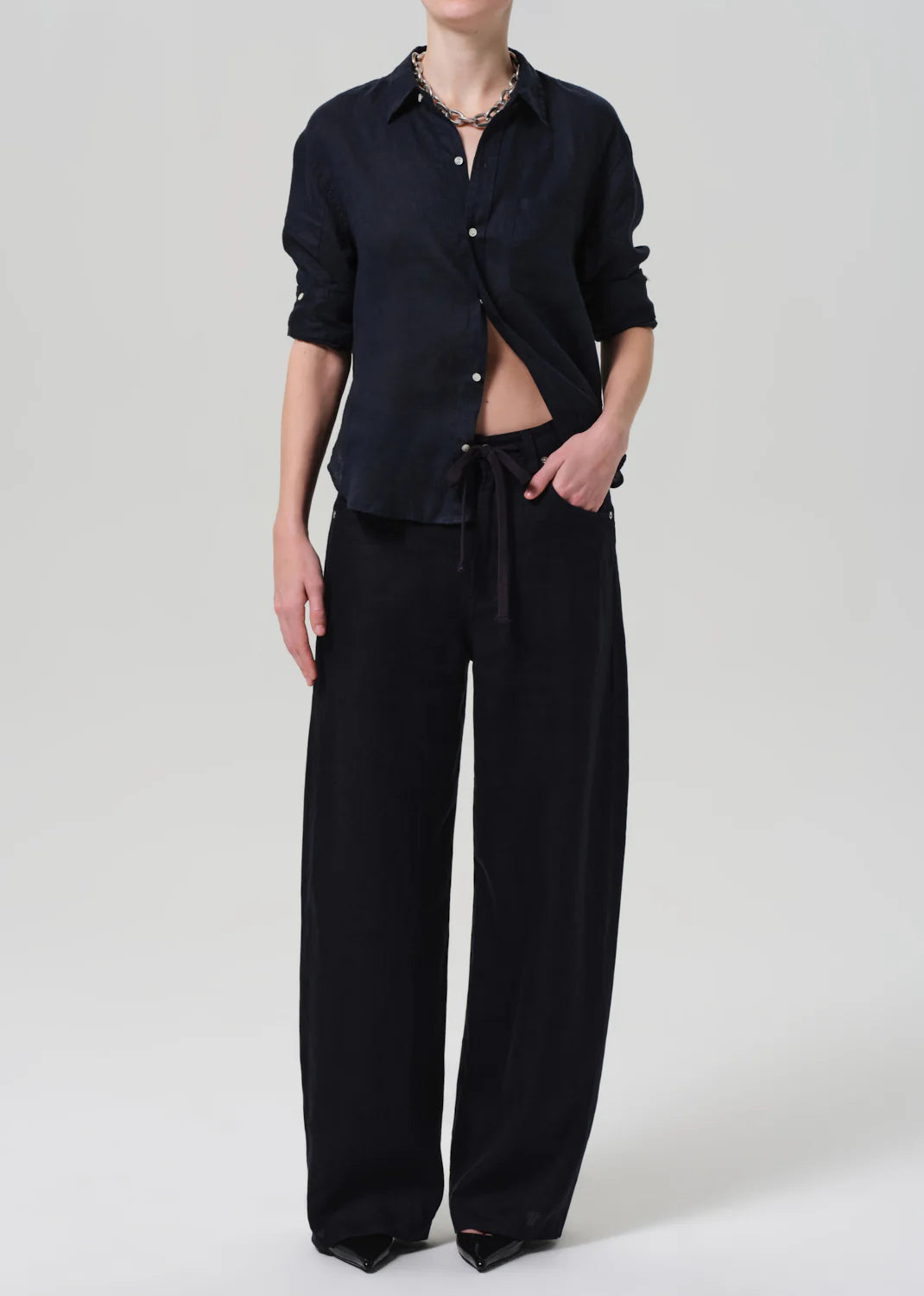BRYNN DRAWSTRING TROUSER - TRUE NAVY