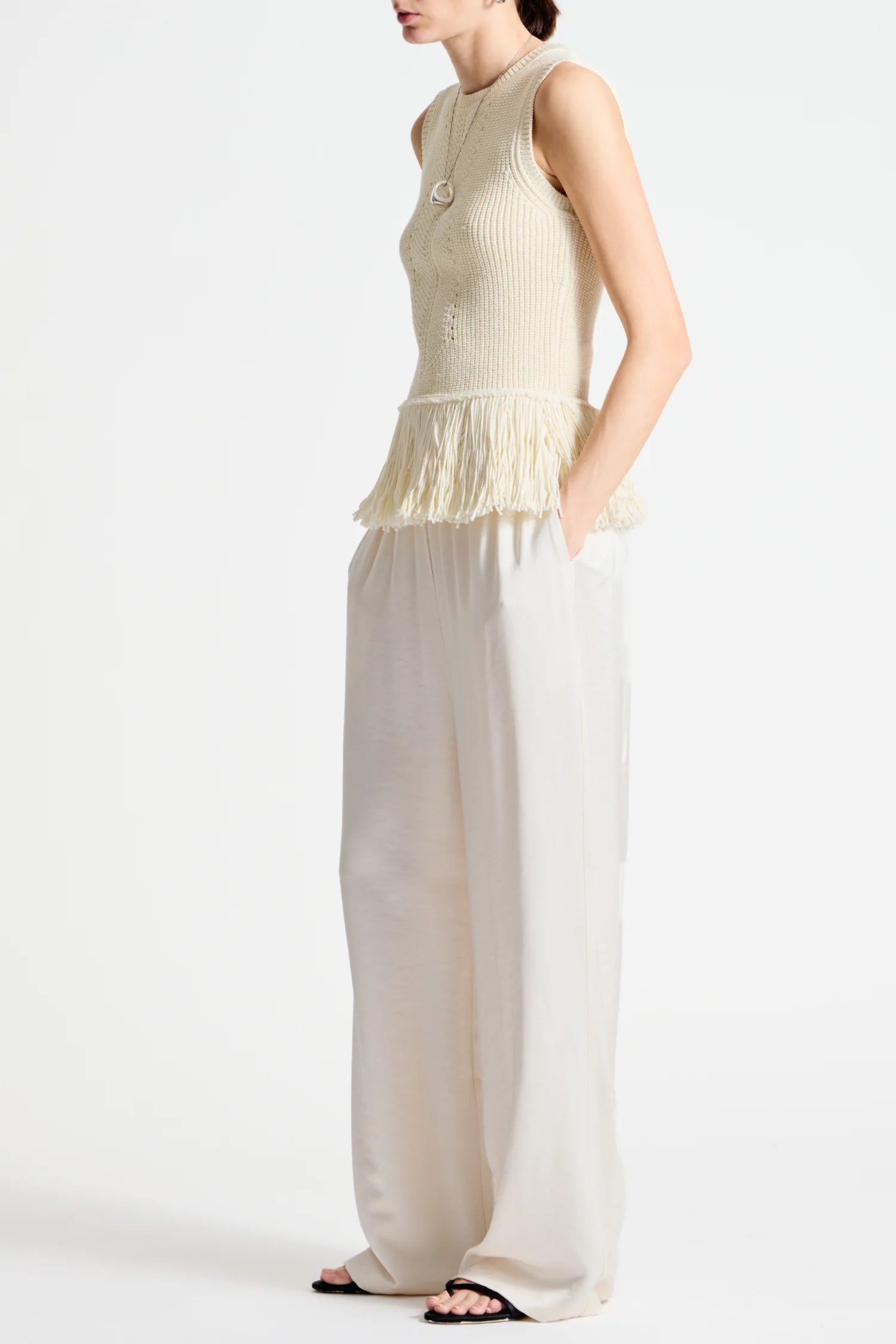 COLLINS FRINGE BLOUSE - IVORY