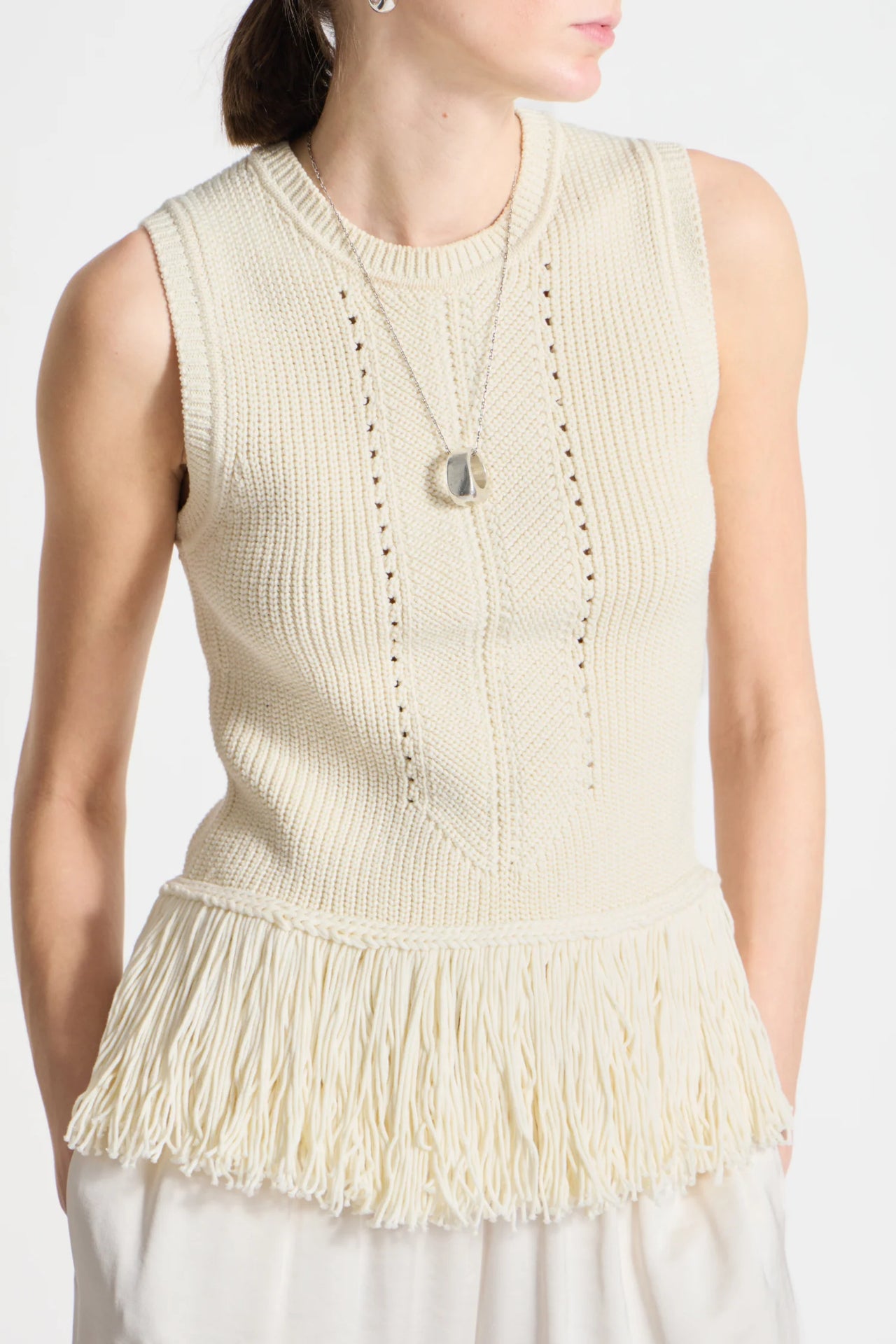 COLLINS FRINGE BLOUSE - IVORY