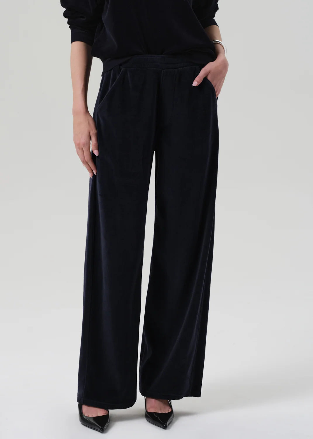 BRYNN VELOUR DRAWSTRING PANT - NOTTE