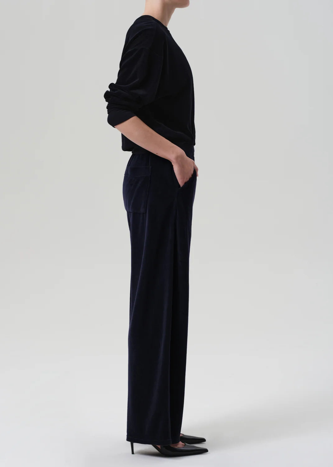 BRYNN VELOUR DRAWSTRING PANT - NOTTE