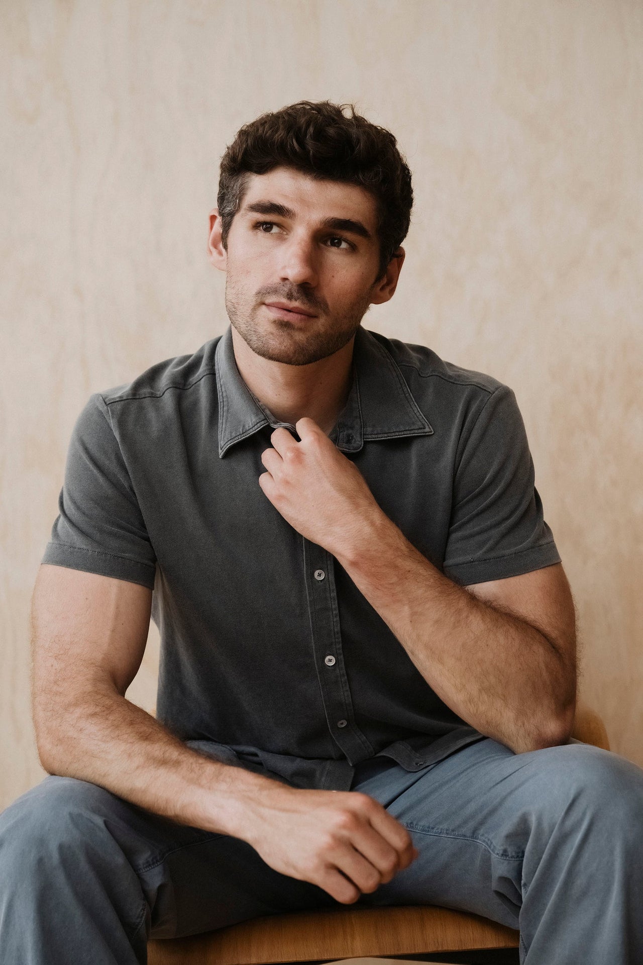 S/S ORGANIC RECYCLED SHIRT - FADED NAVY