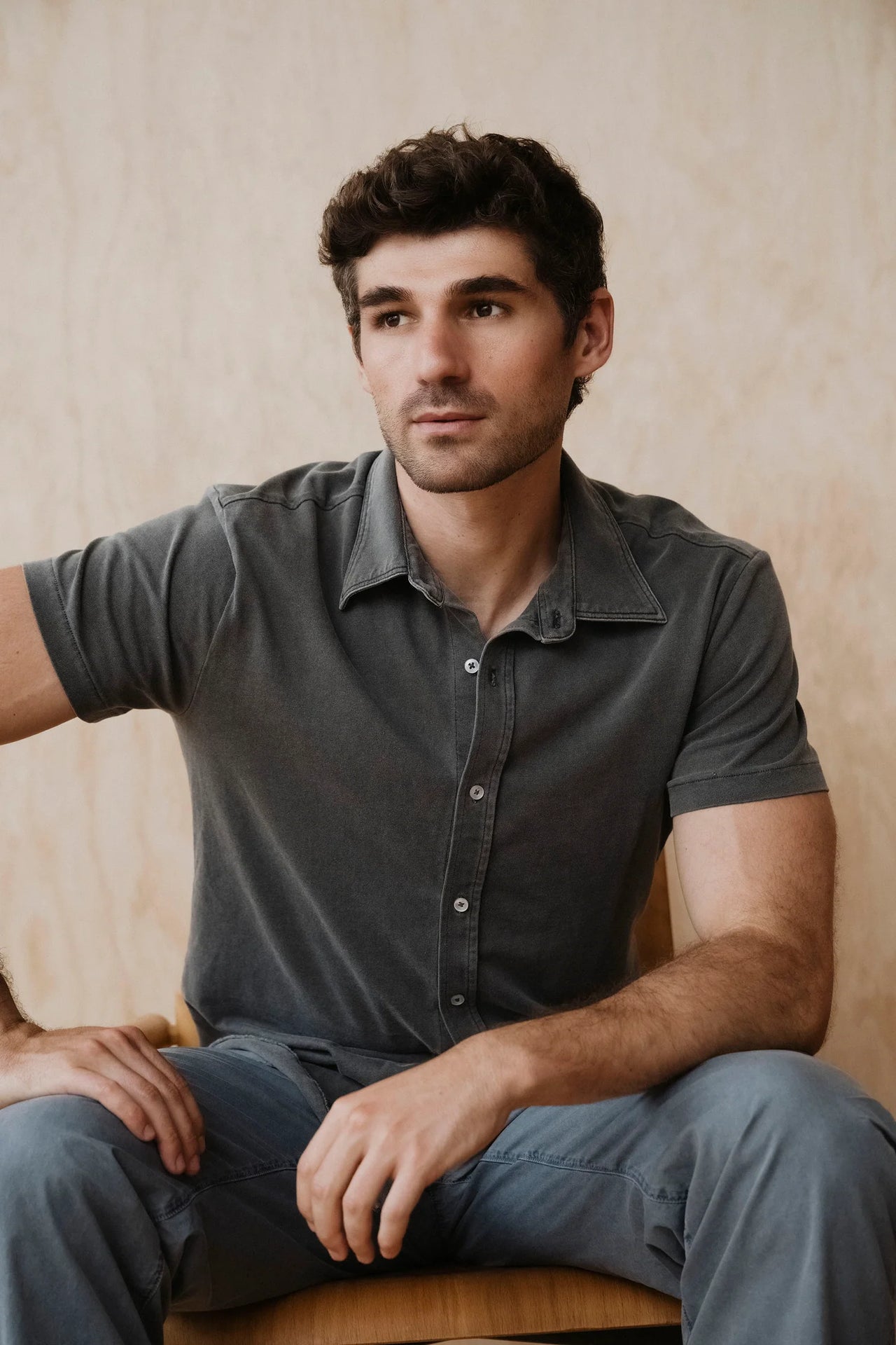 S/S ORGANIC RECYCLED SHIRT - FADED NAVY