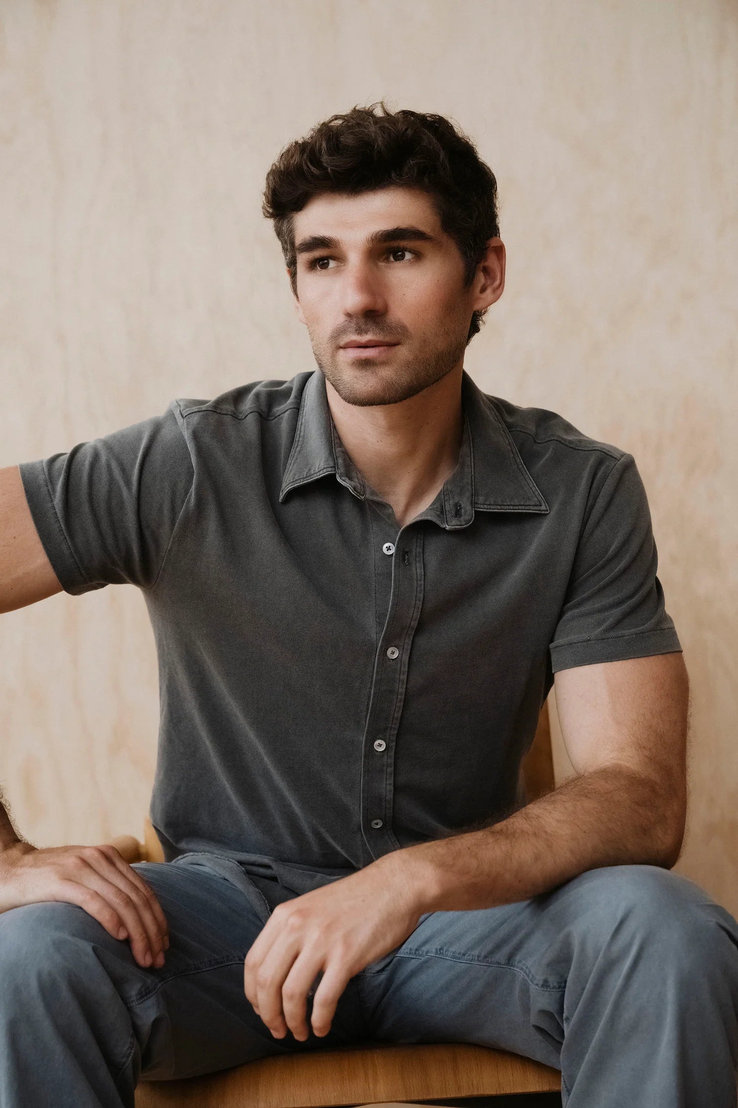 S/S ORGANIC RECYCLED SHIRT - FADED NAVY