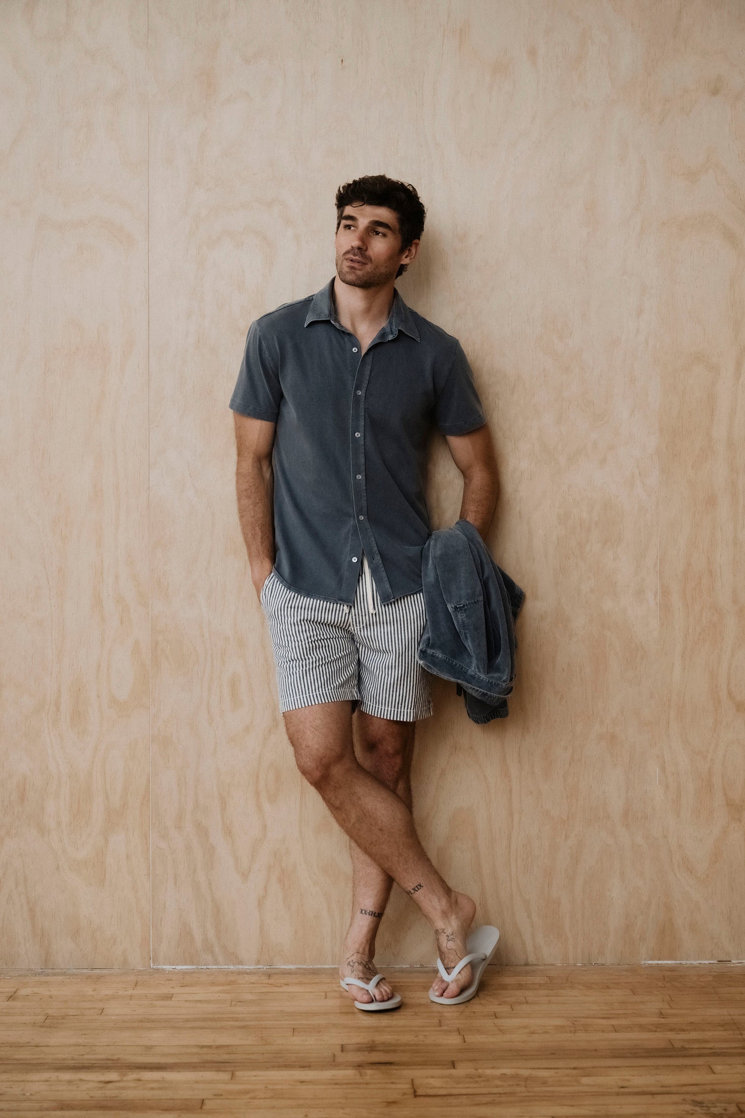 S/S ORGANIC RECYCLED SHIRT - FADED NAVY