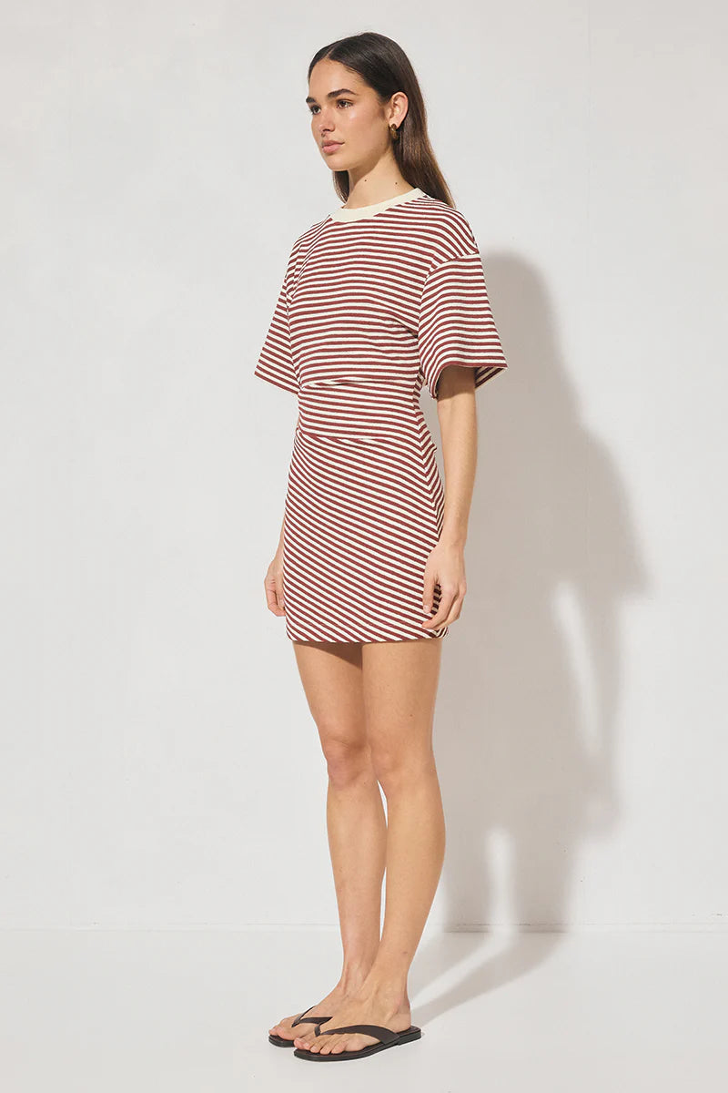 AURA MINI DRESS - BURGUNDY STRIPE