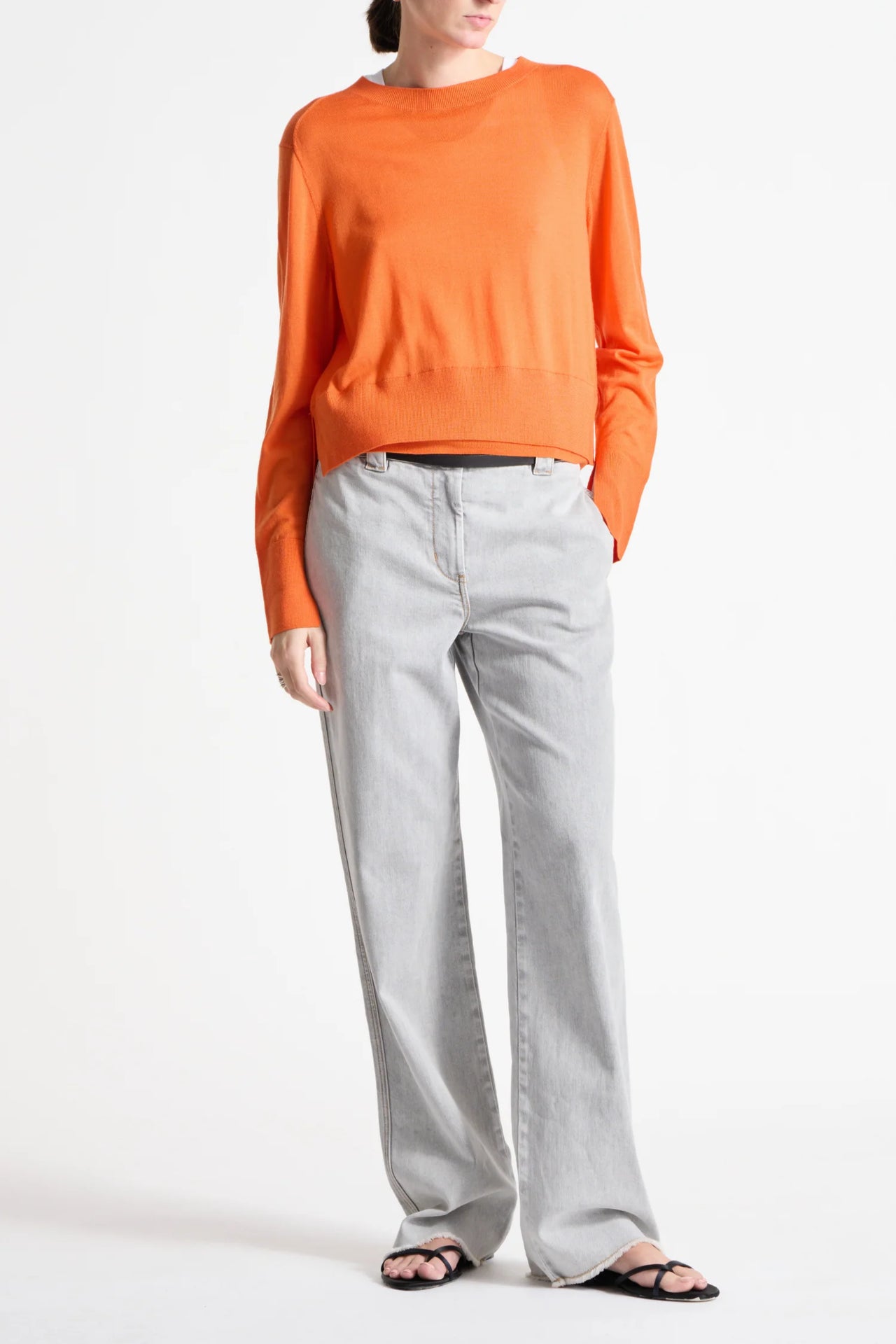 ELODIE LAYERED CREW KNIT - MANDARIN
