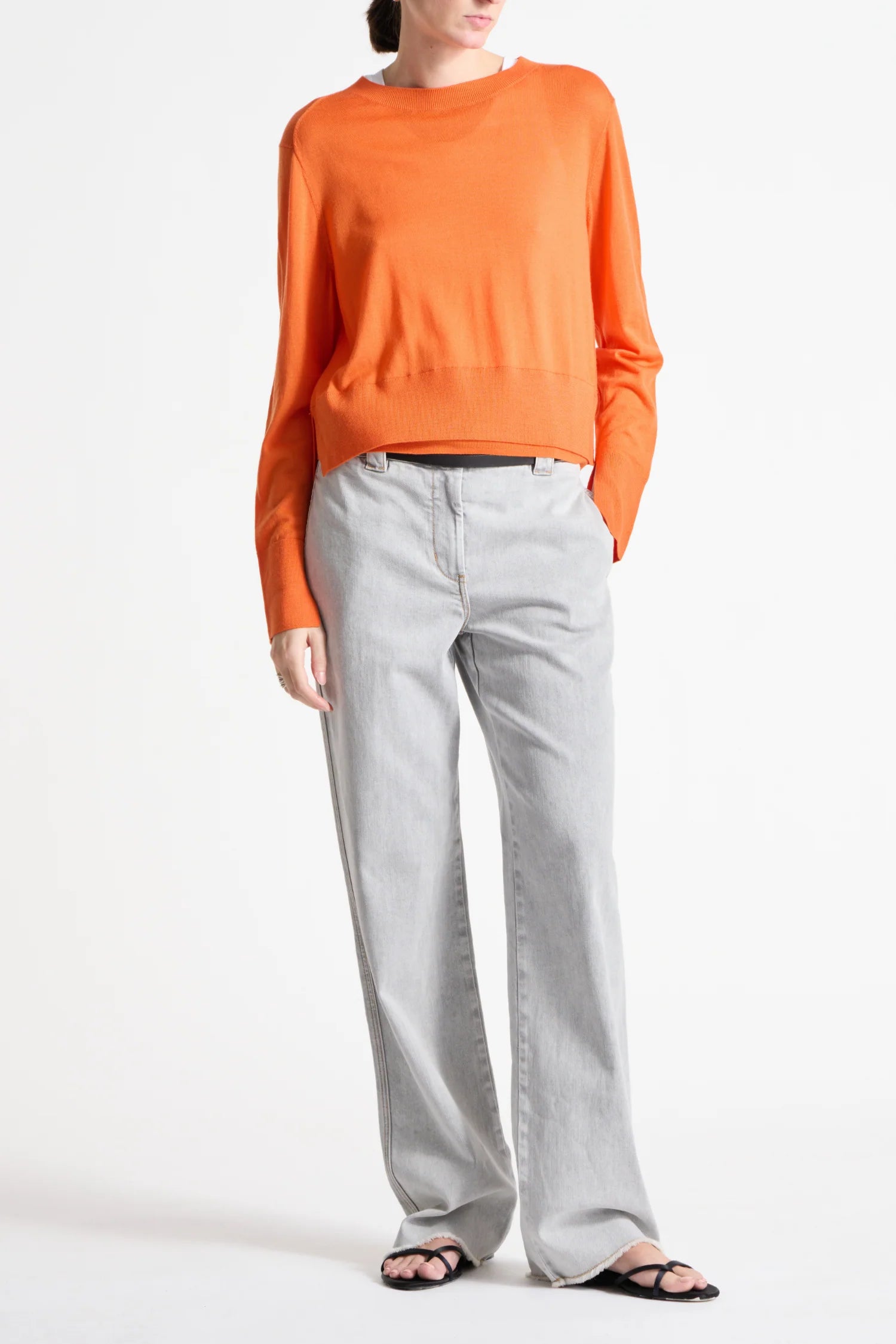ELODIE LAYERED CREW KNIT - MANDARIN