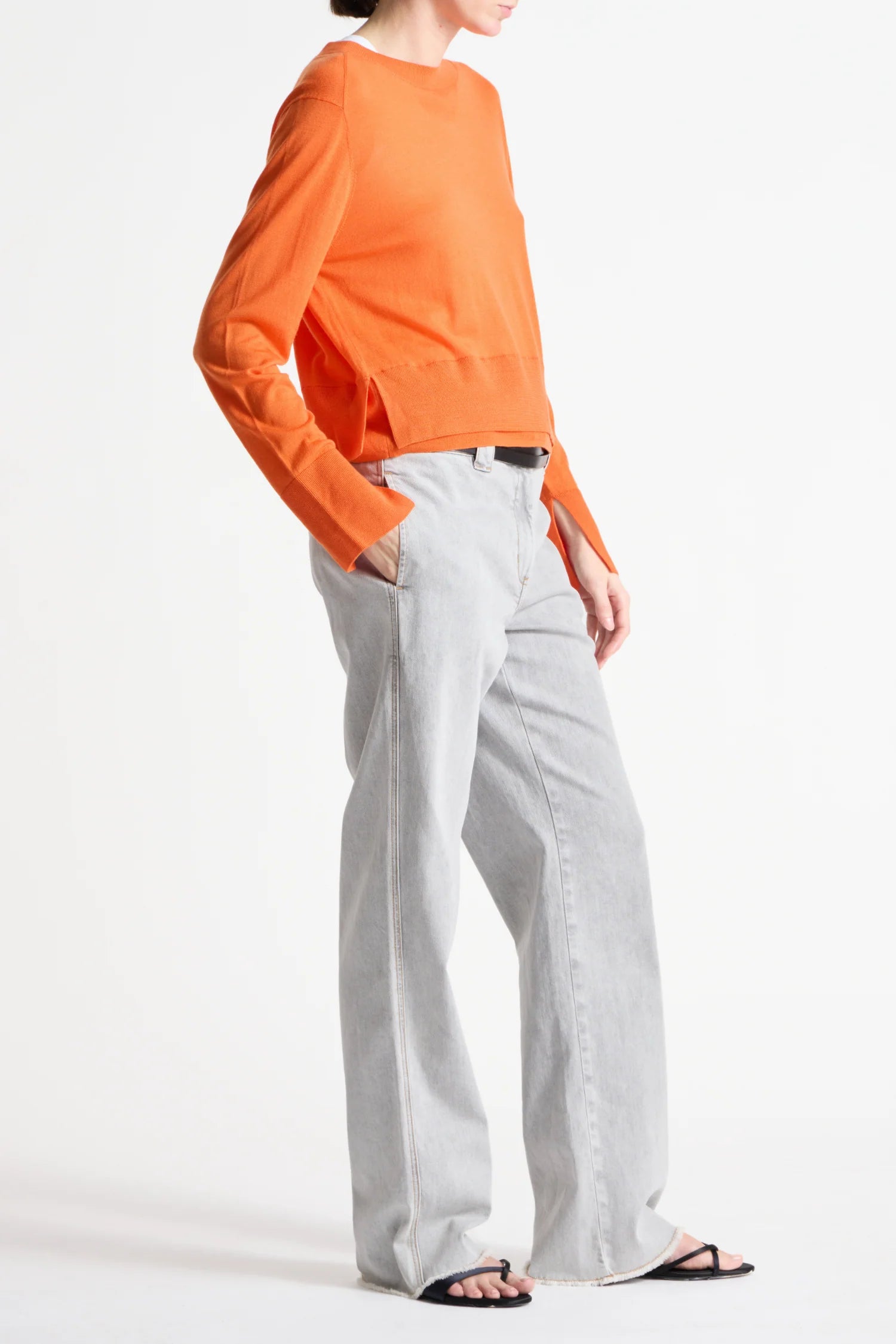 ELODIE LAYERED CREW KNIT - MANDARIN
