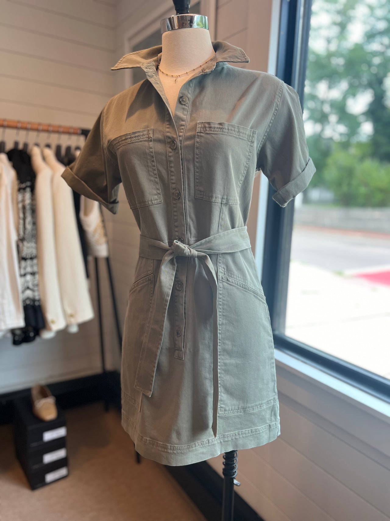 CRISTINA BUTTON UP DRESS - AXE