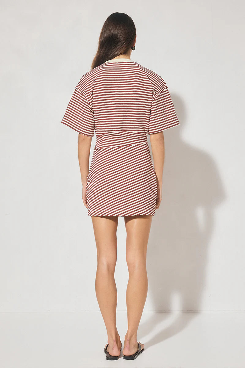 AURA MINI DRESS - BURGUNDY STRIPE