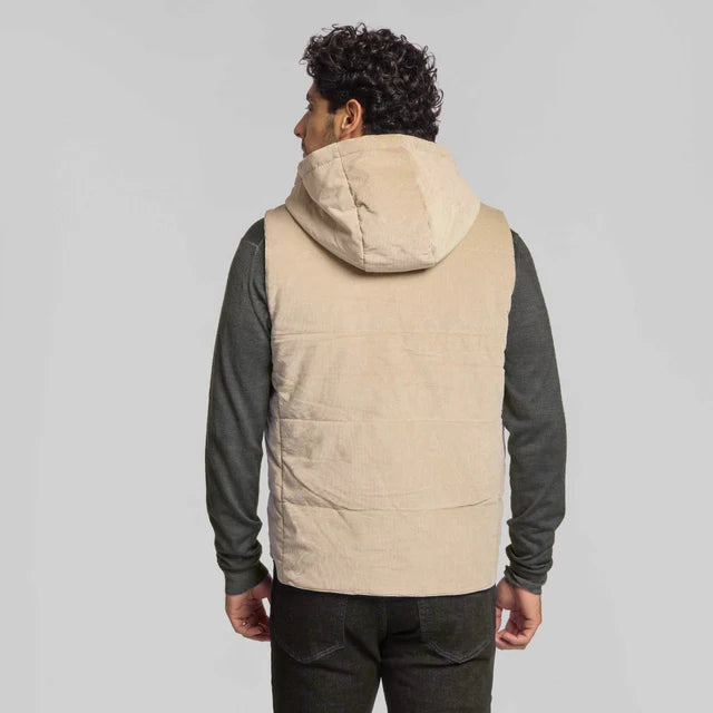 THE FERDINAND HOODED CORD VEST - OYSTER