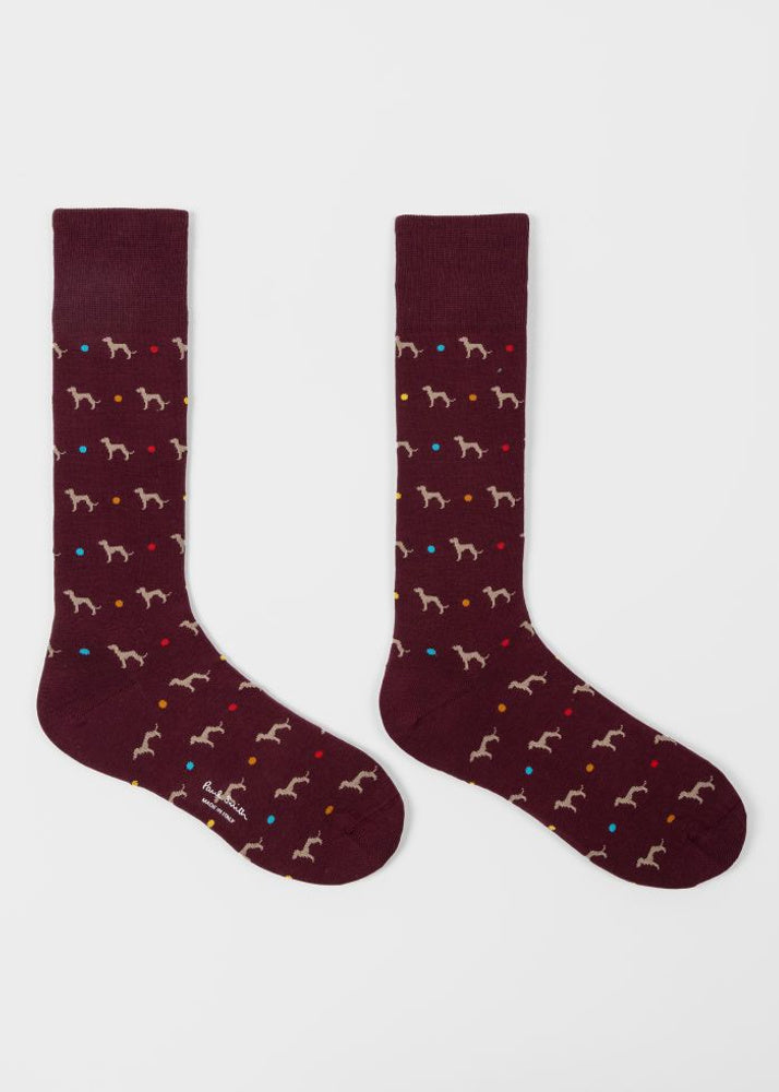 MENS SOCK - BURGUNDY WHIPPET