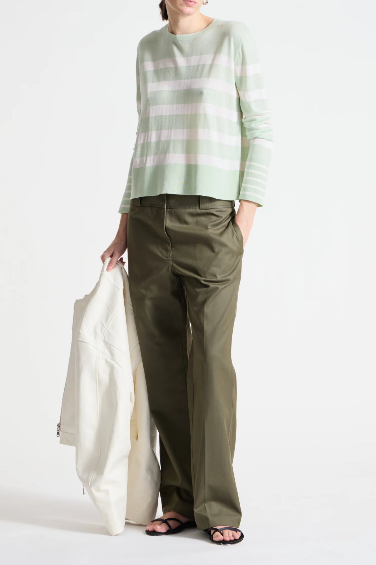 ODETTE STRIPED KNIT - MINK/WHITE
