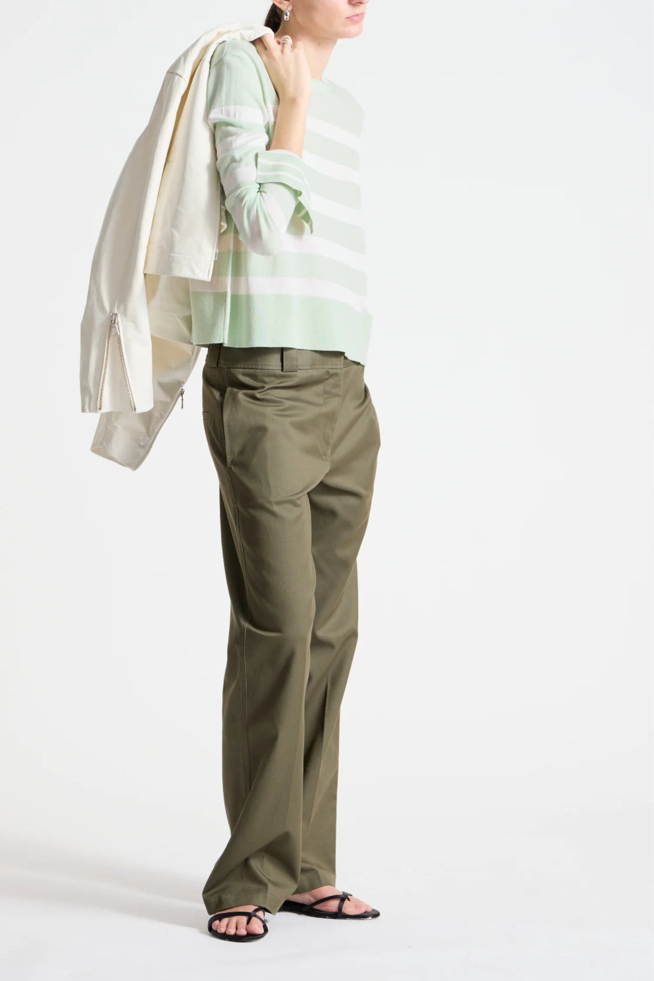 ODETTE STRIPED KNIT - MINK/WHITE