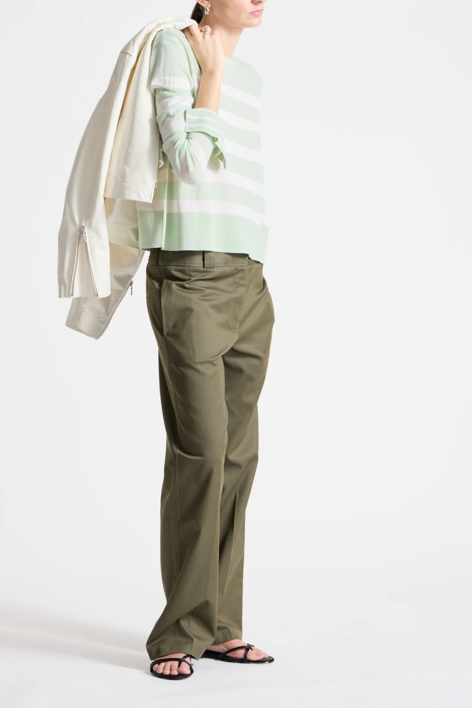 ODETTE STRIPED KNIT - MINK/WHITE