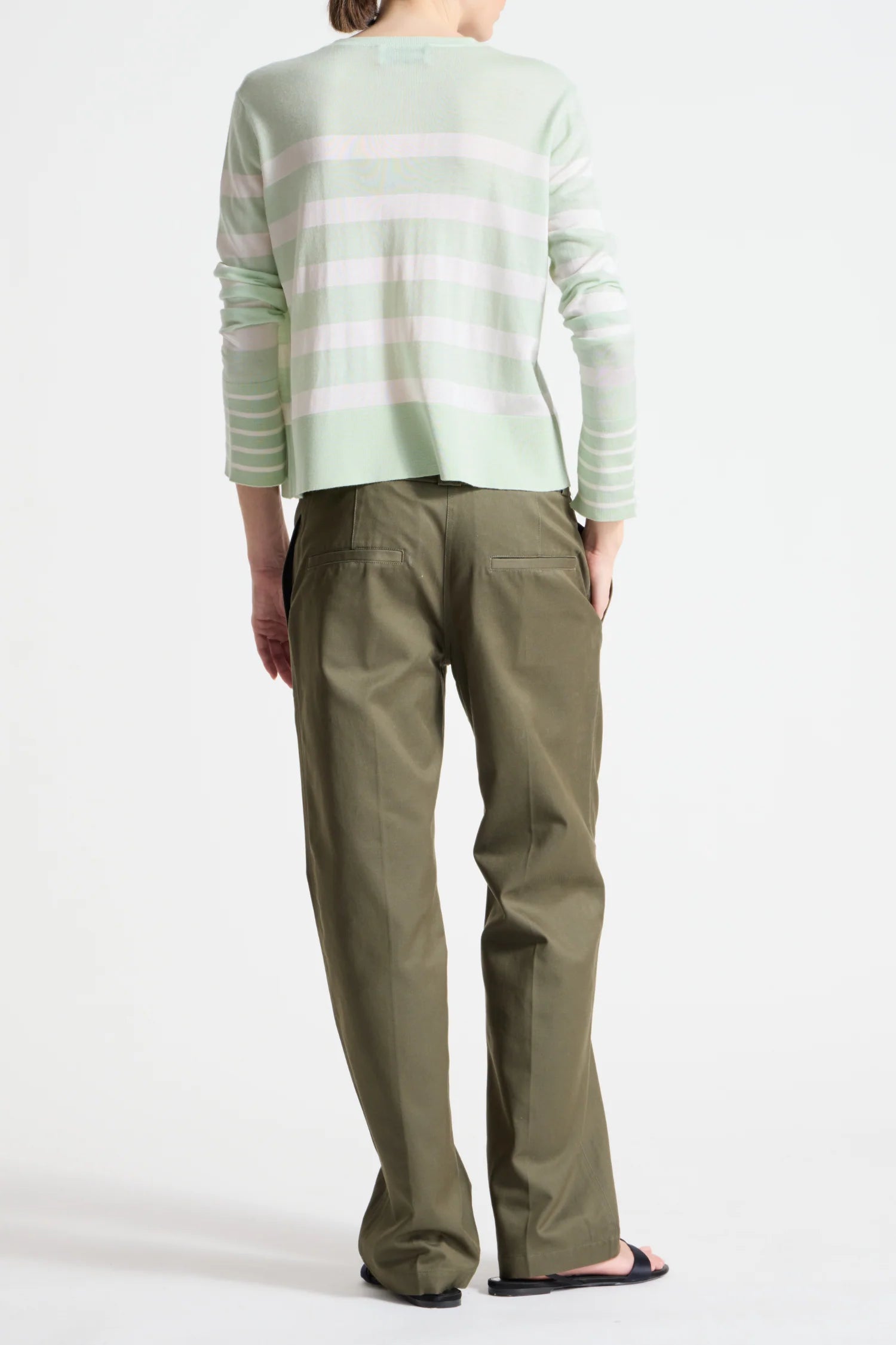 ODETTE STRIPED KNIT - MINK/WHITE
