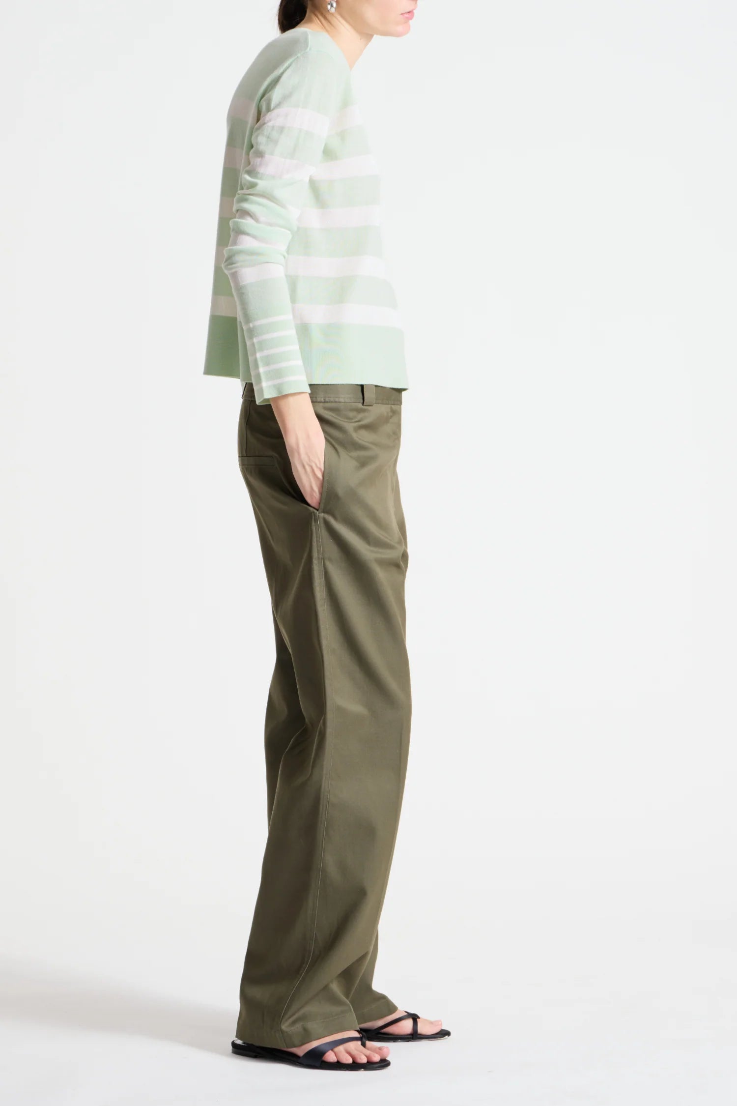 ODETTE STRIPED KNIT - MINK/WHITE