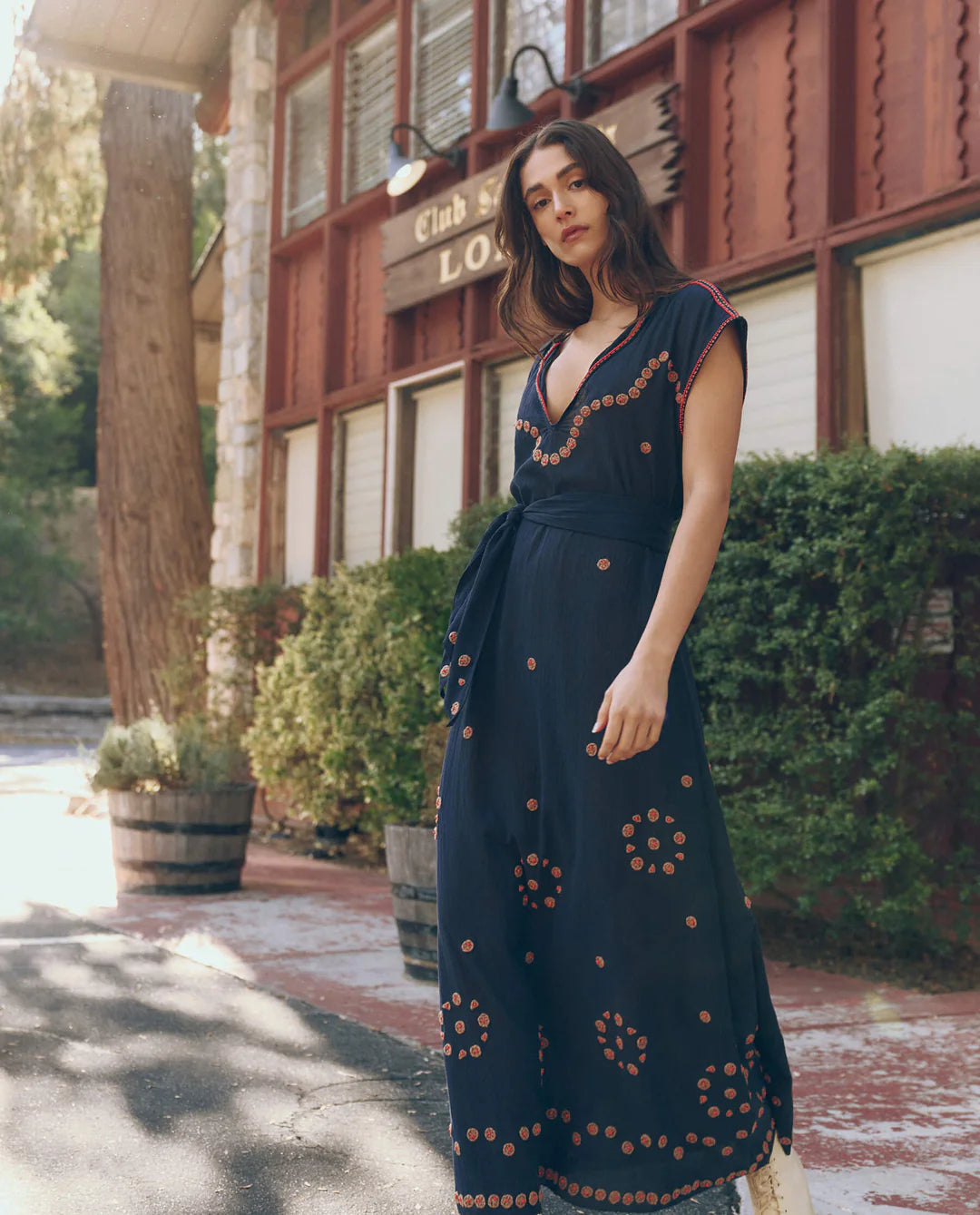 THE BEADED CORRIDOR DRESS - NAVY