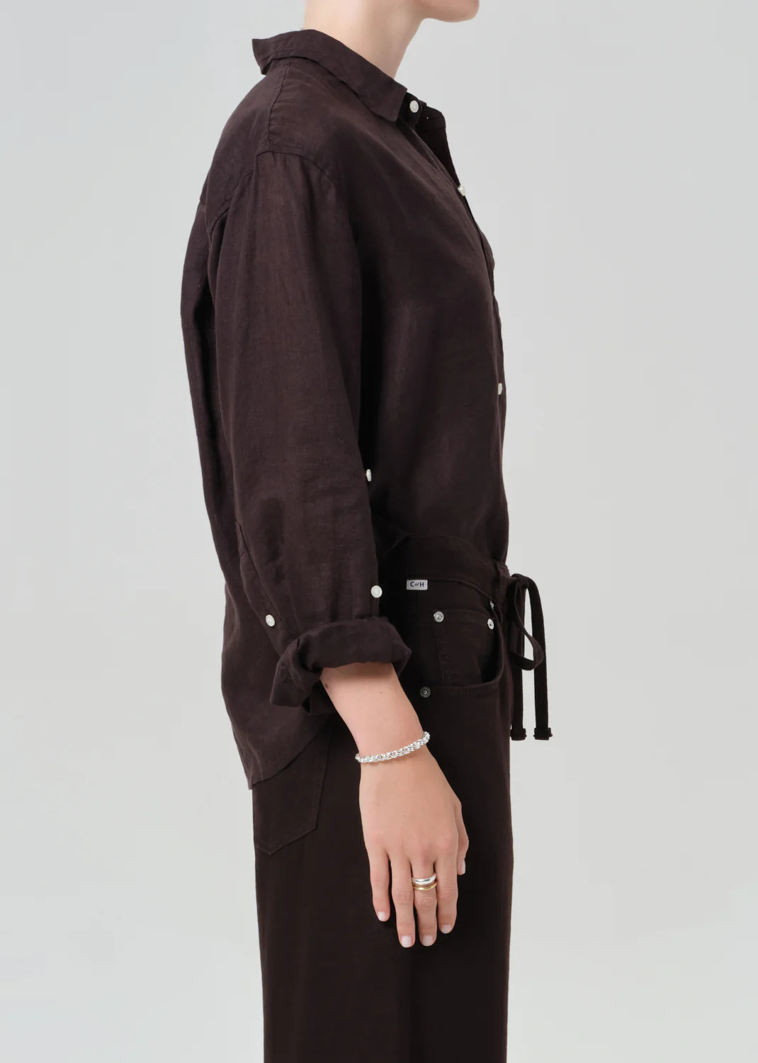 KAYLA SHRUNKEN SHIRT - CHOCOLATE