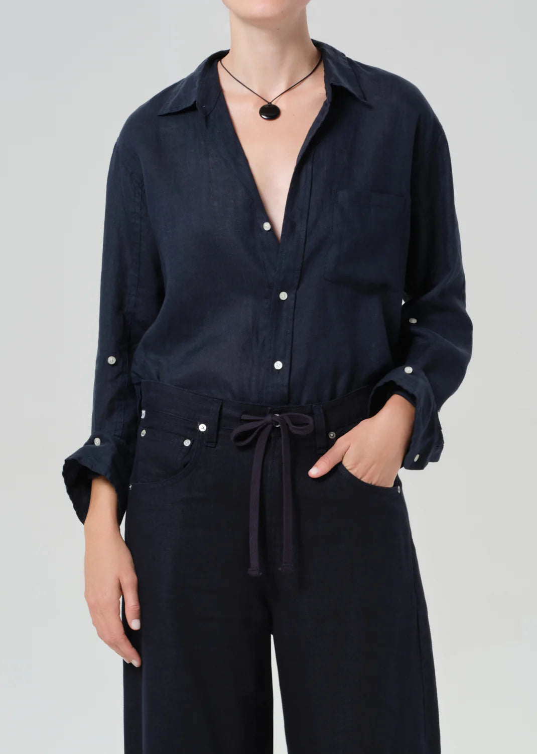 KAYLA SHRUNKEN SHIRT - TRUE NAVY