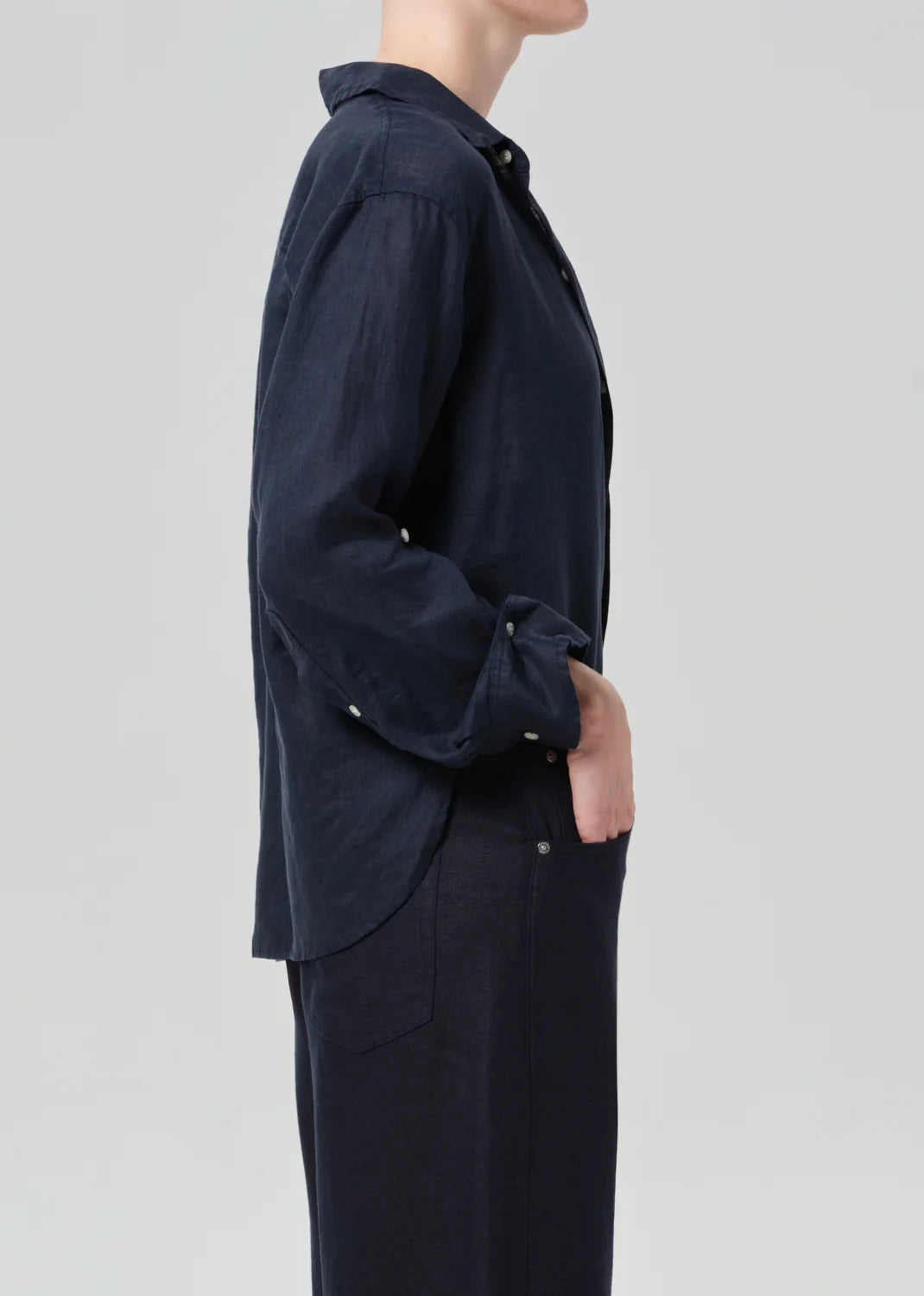KAYLA SHRUNKEN SHIRT - TRUE NAVY