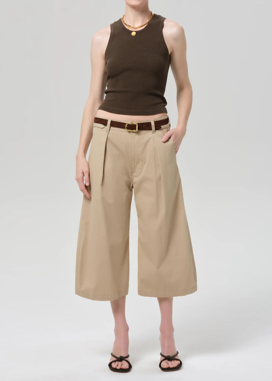 INEZ WAFFLE TANK - UMBER