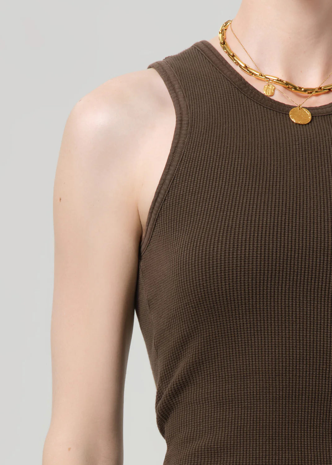 INEZ WAFFLE TANK - UMBER