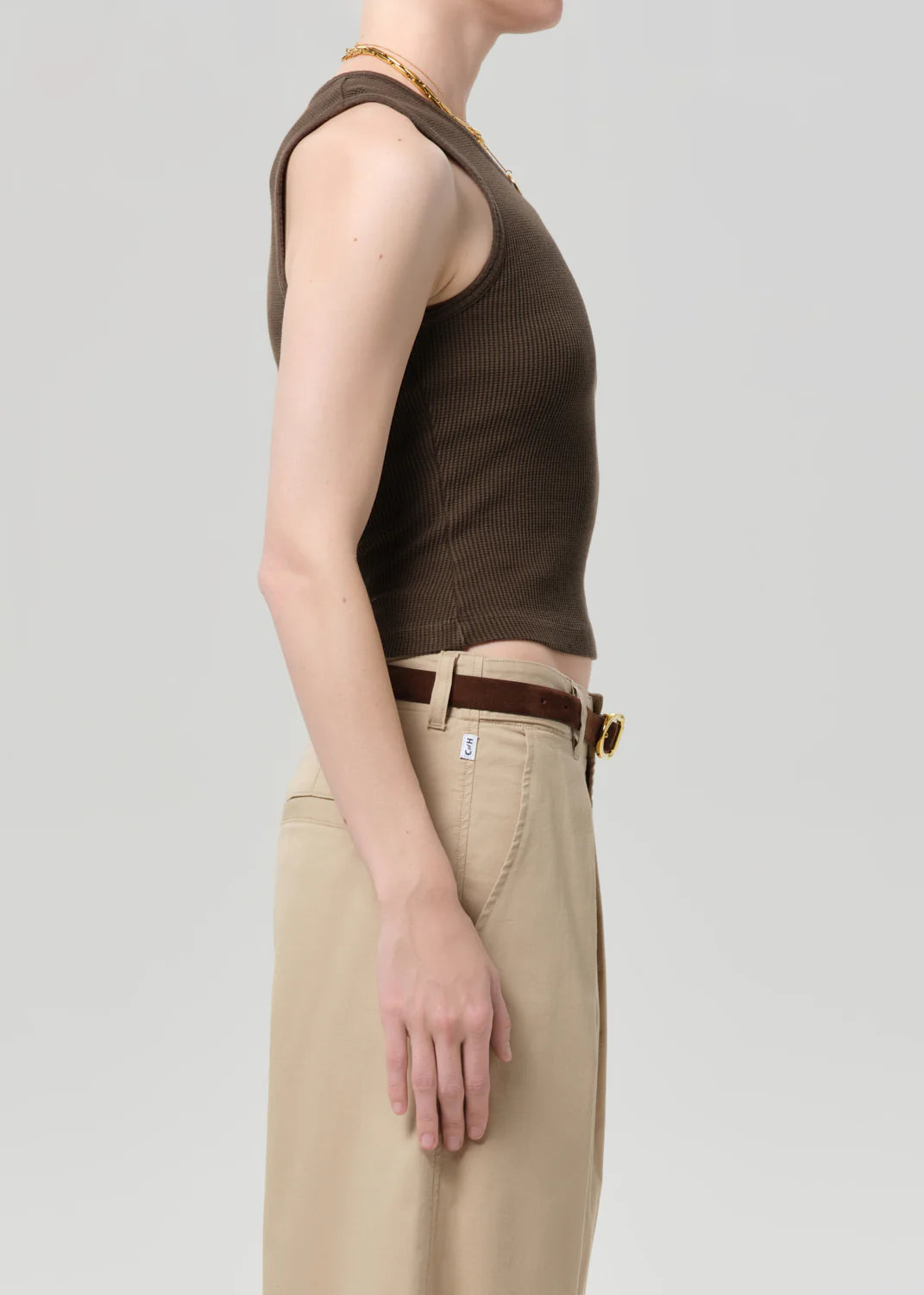 INEZ WAFFLE TANK - UMBER