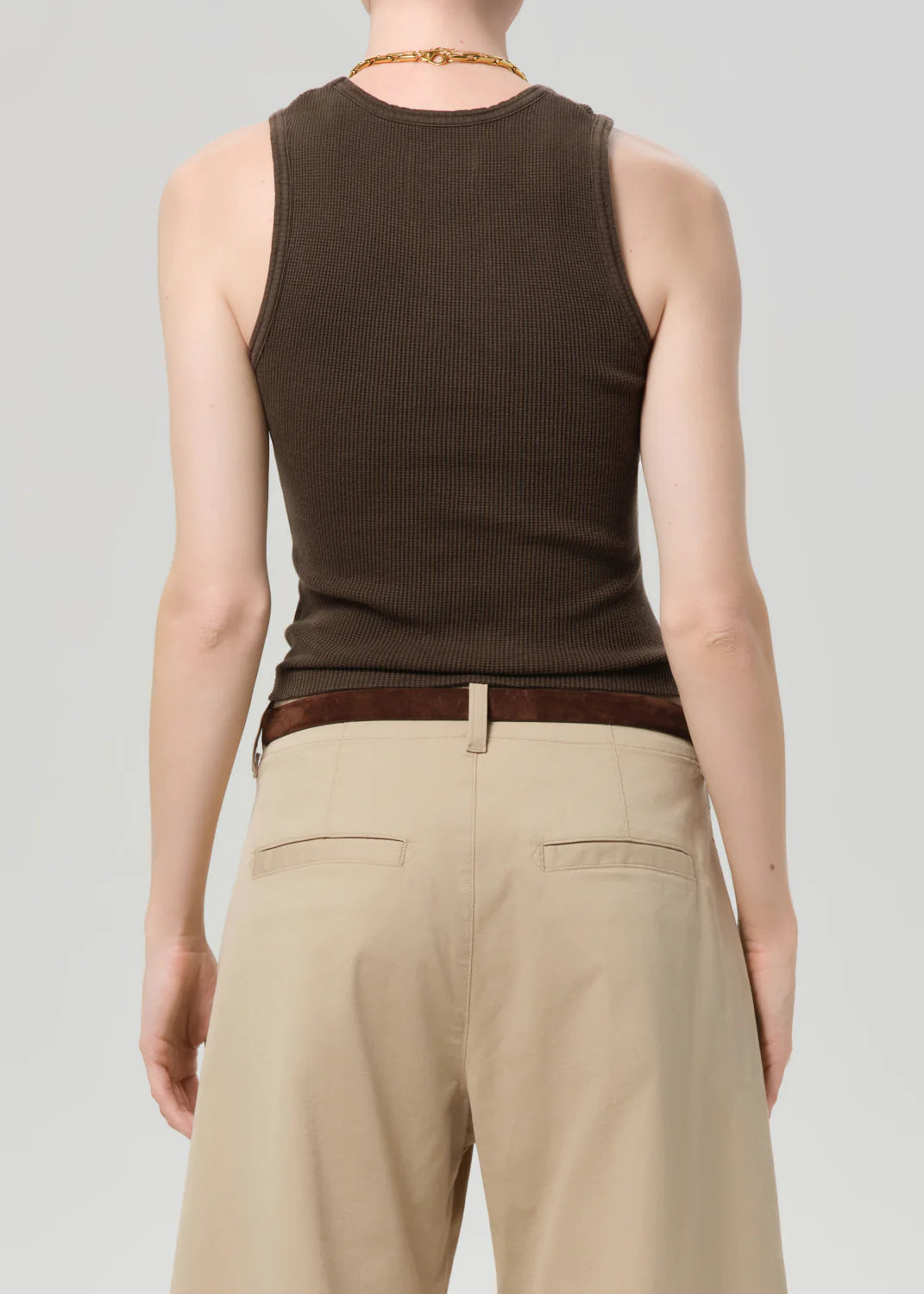 INEZ WAFFLE TANK - UMBER