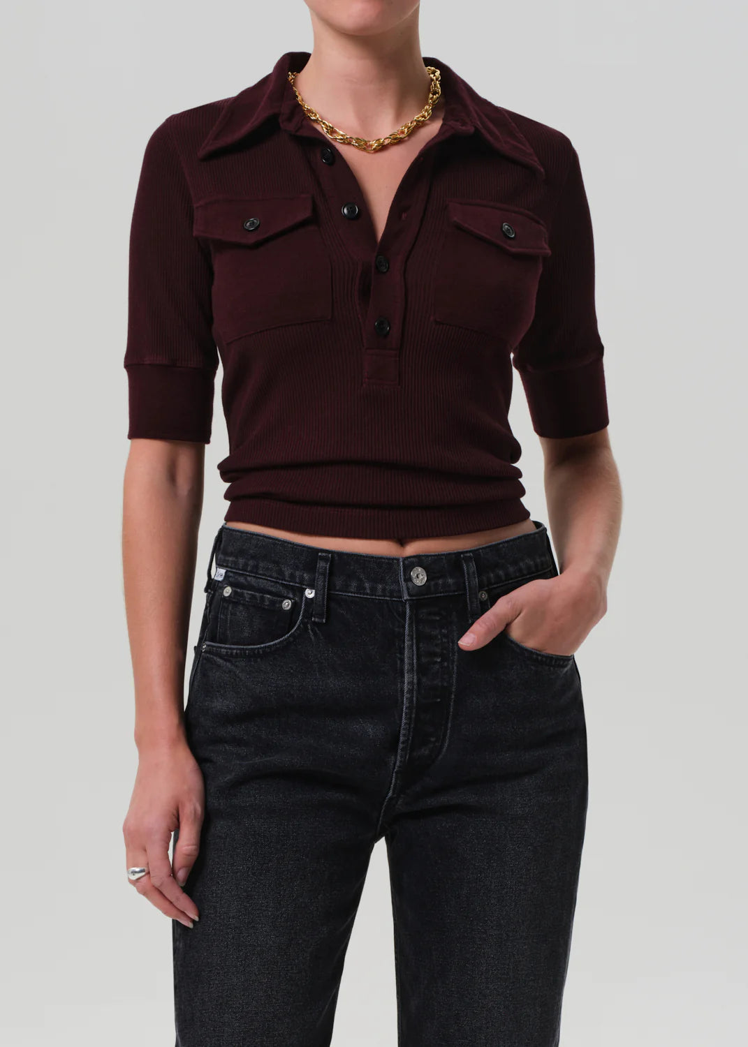 AMINA POLO SHIRT - MAHOGANY