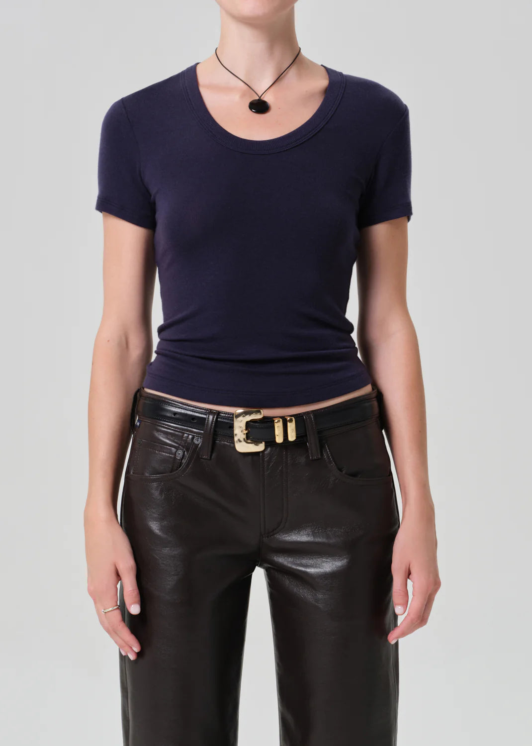 MAUDE U-NECK TEE - NAVY