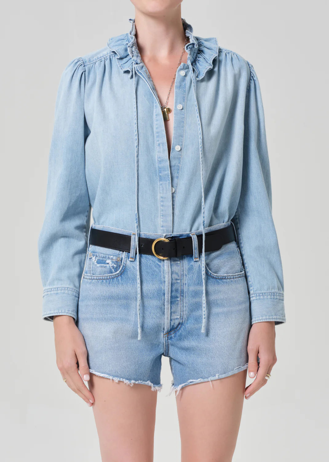 CALISTA FRILL COLLAR SHIRT - SKYLAR