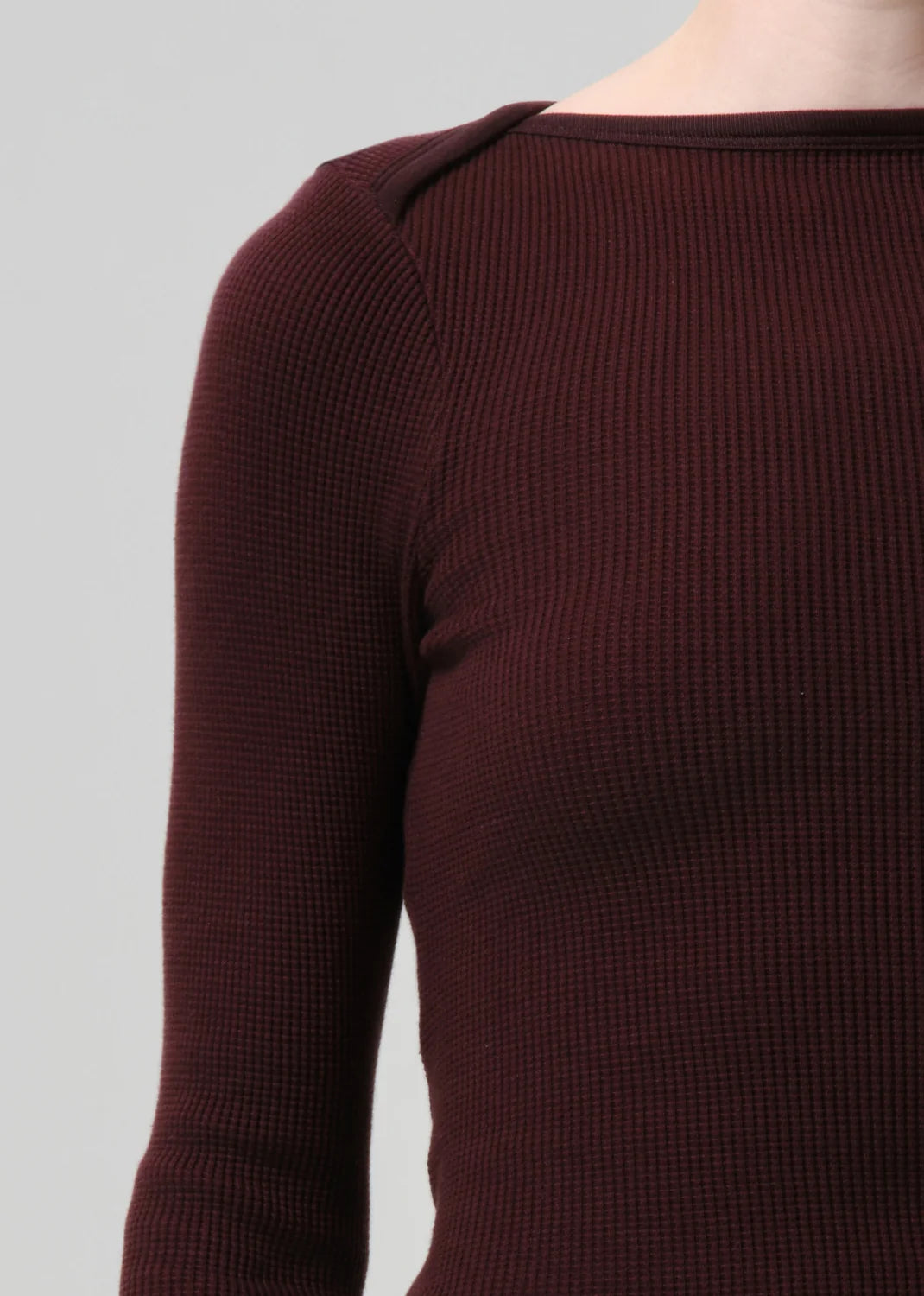 L/S BABY WAFFLE TEE - MAHOGANY
