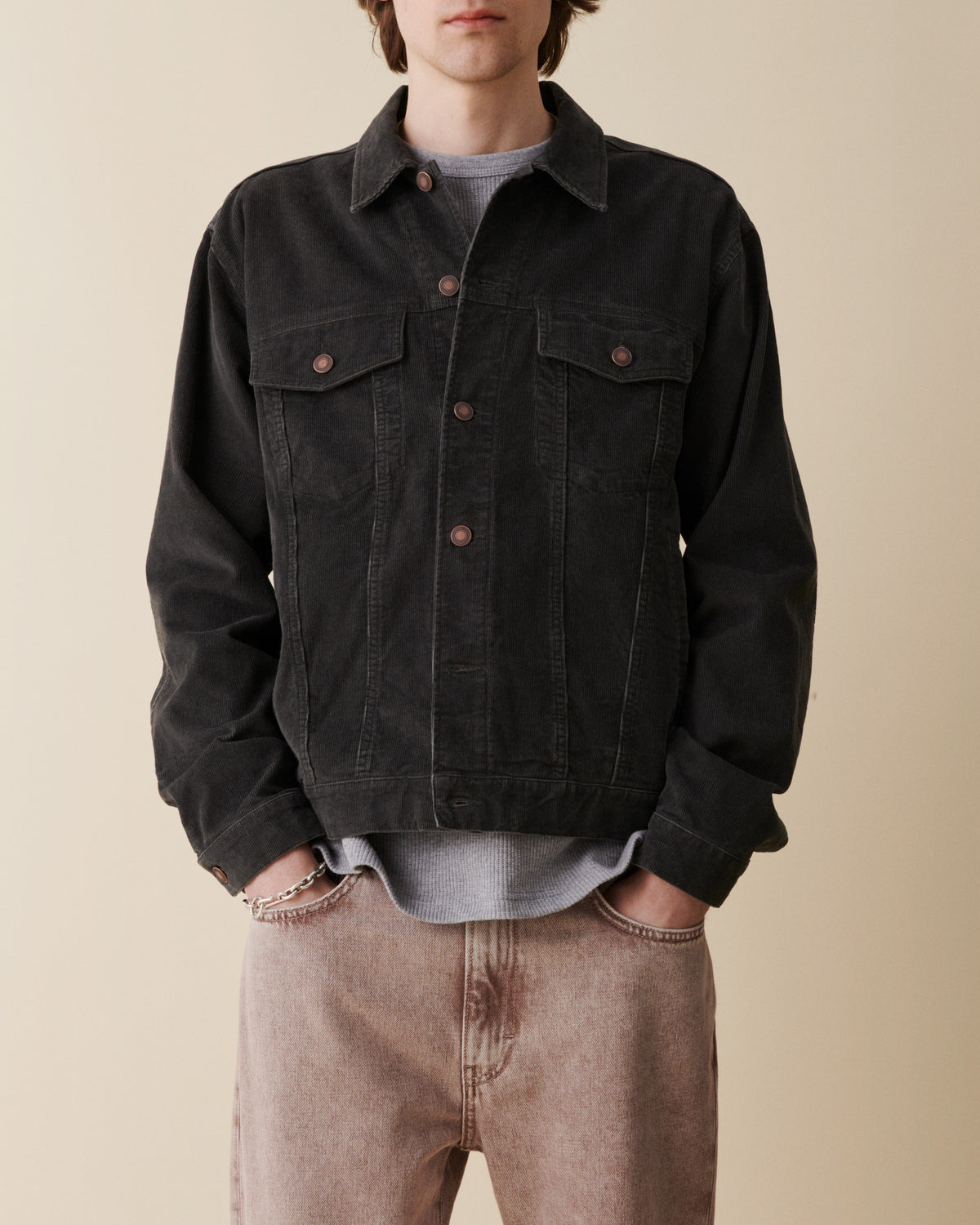 JOE WESTERN JACKET - GREY CORDUROY