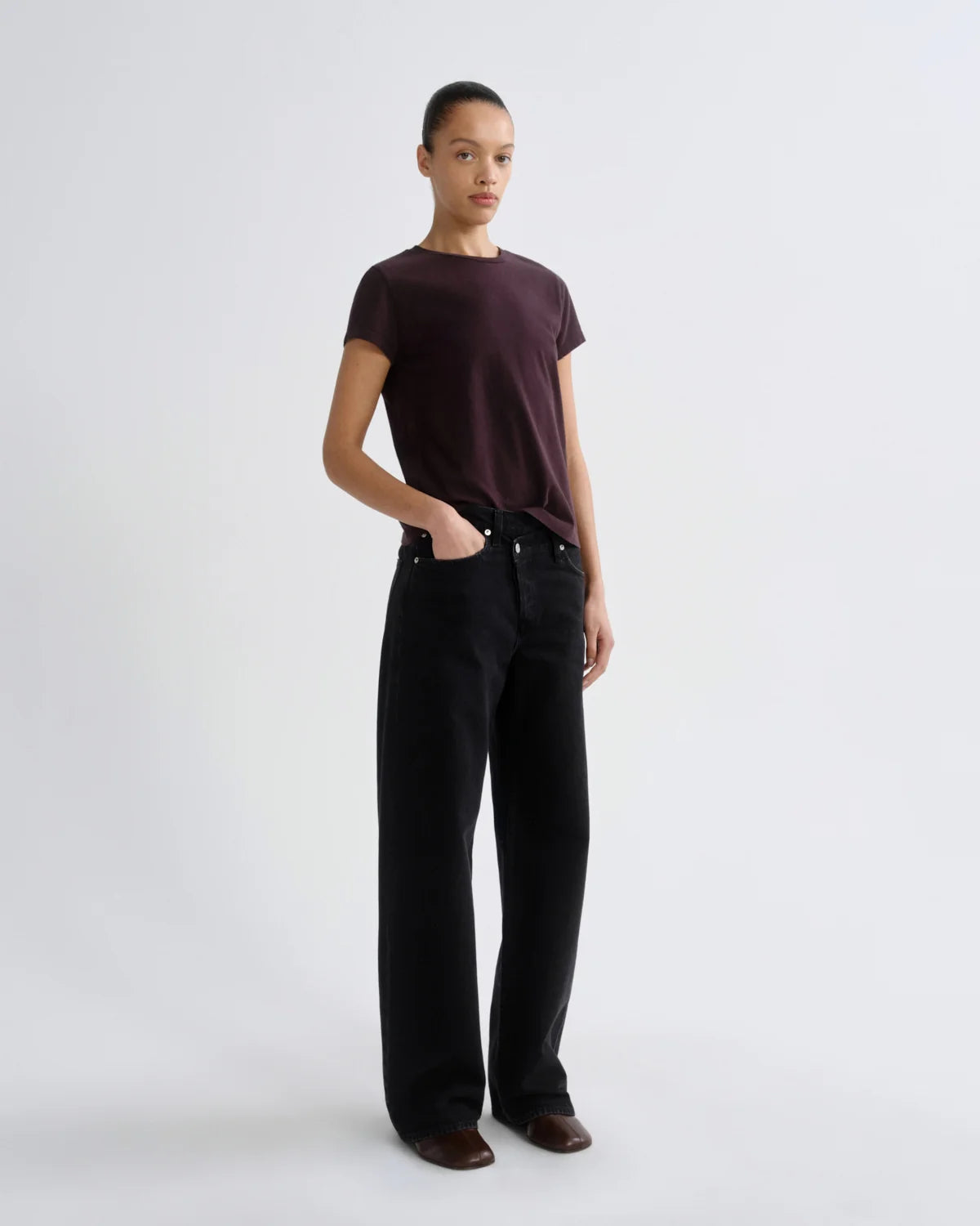 LONG LINE ADINE TEE - EGGPLANT