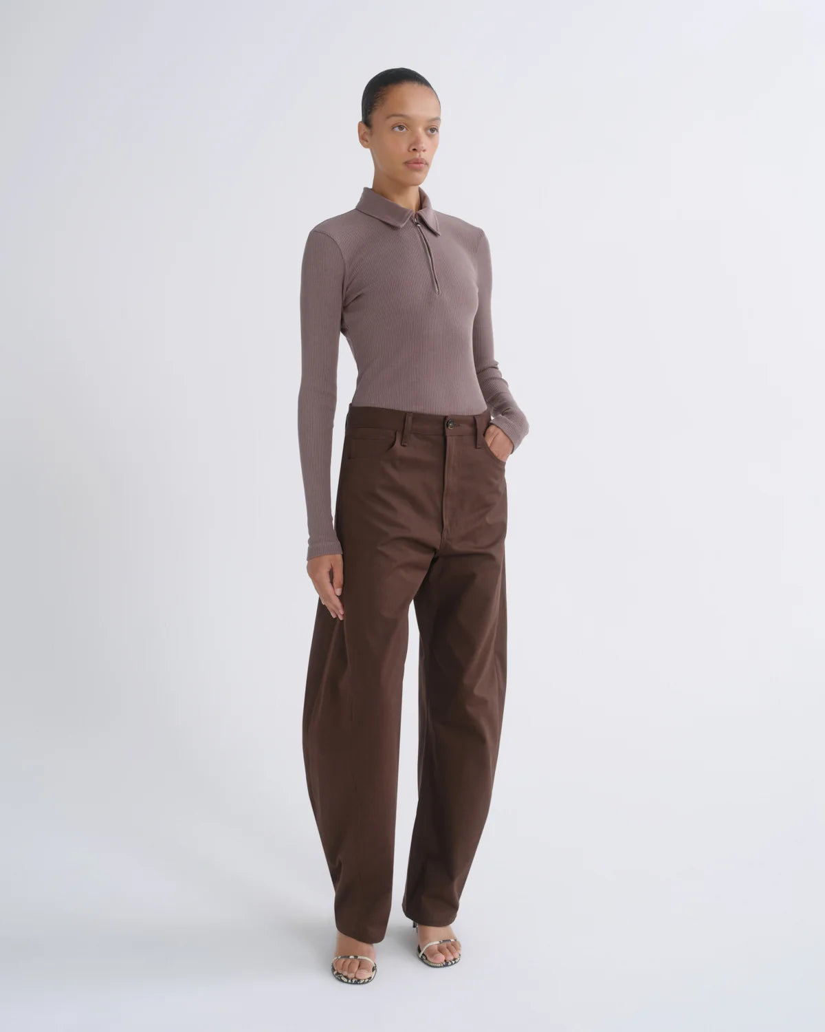 AMICA ZIP POLO - MAUVINE