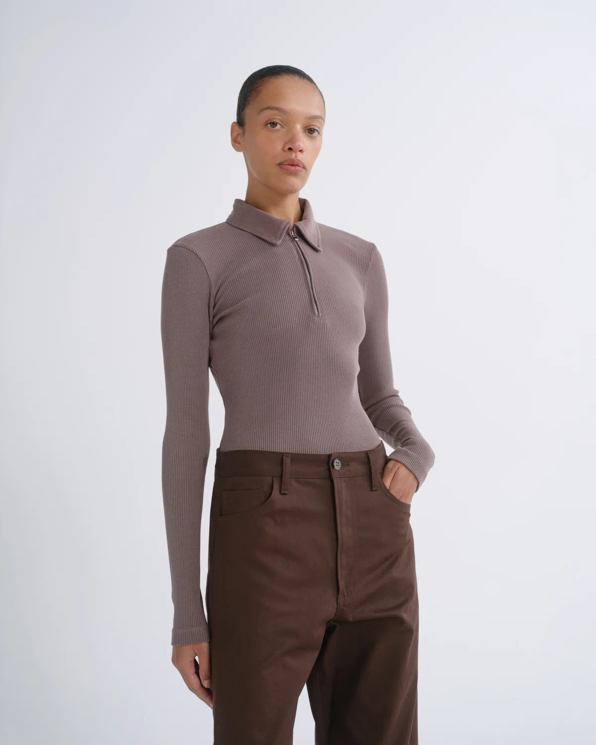 AMICA ZIP POLO - MAUVINE