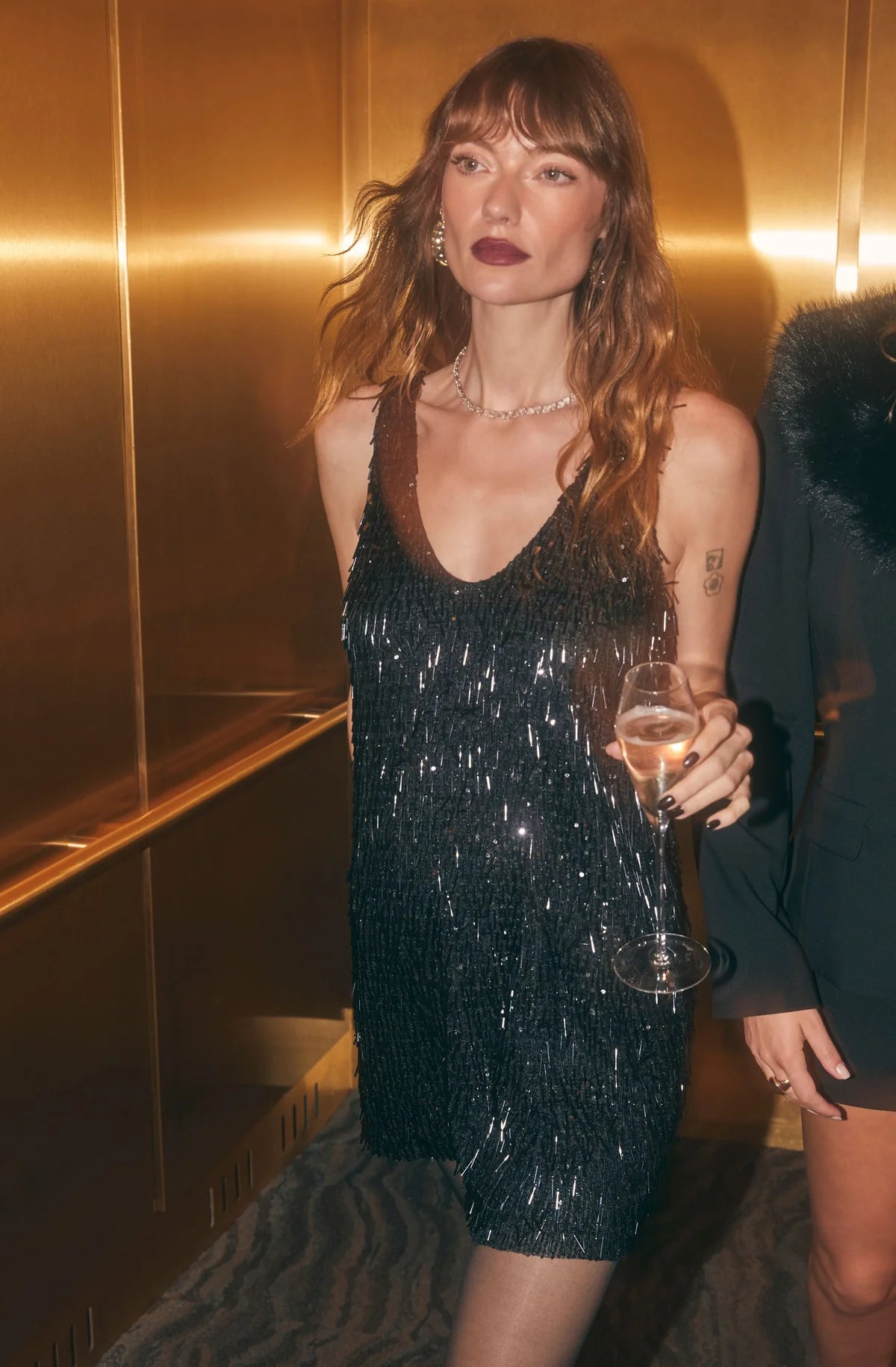 EMANI SEQUIN MINI DRESS - BLACK