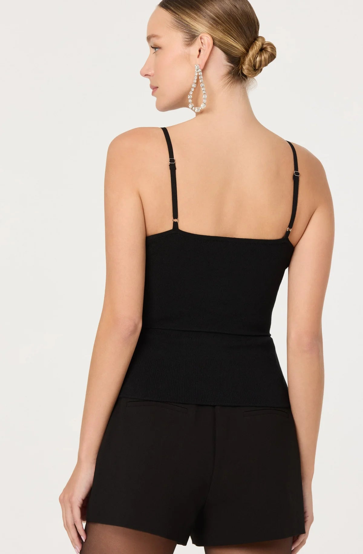 ADDE PEARL RHINESTONE SWEATER TANK - BLACK