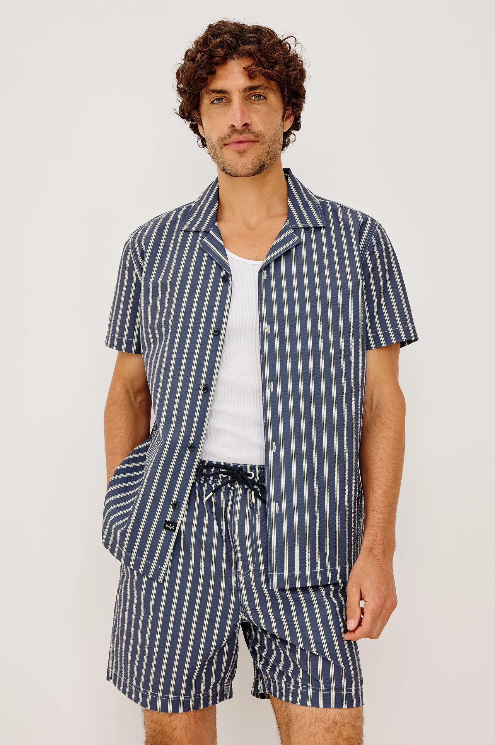 AMALFI SHIRT - NAVY CREAM STRIPE