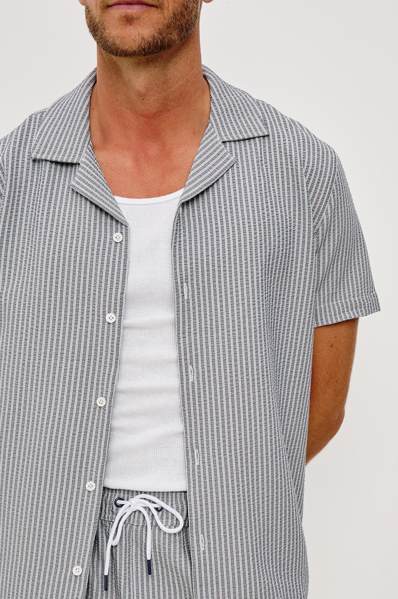 AMALFI SHIRT - NAVY DECK STRIPE