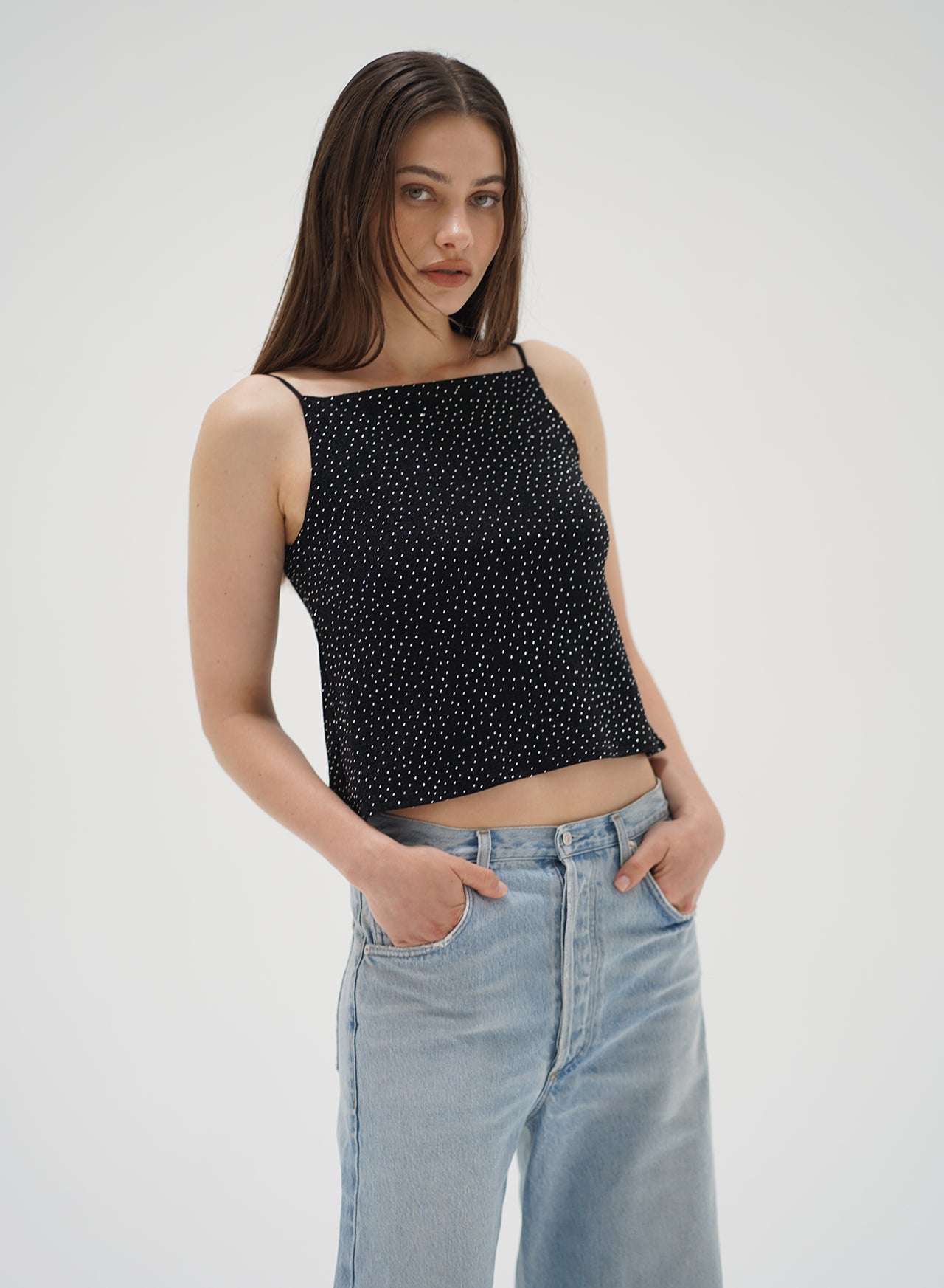 RUBY STUDDED TANK - BLACK