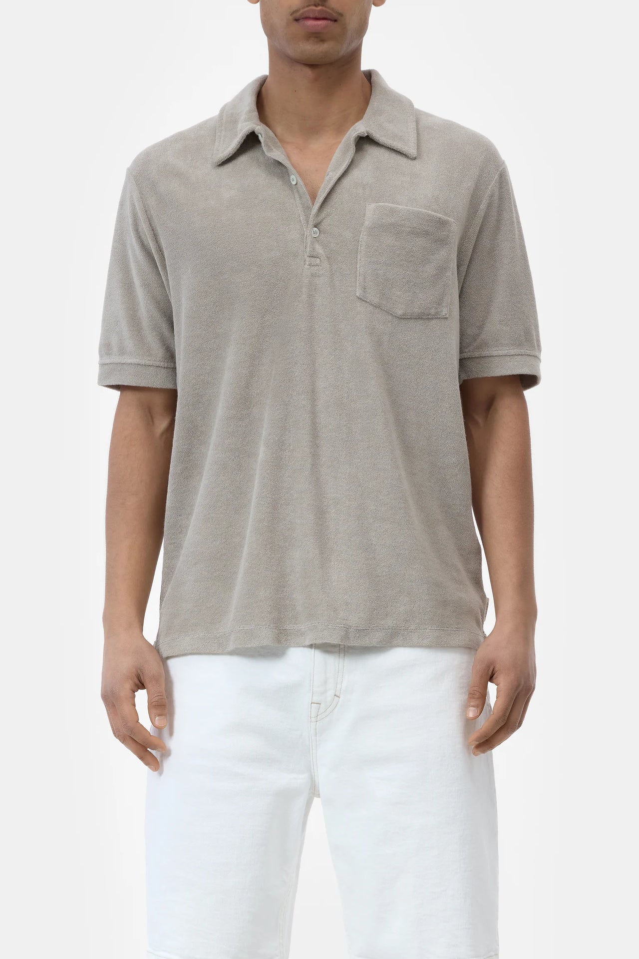 TERRY POLO - MUD GREY
